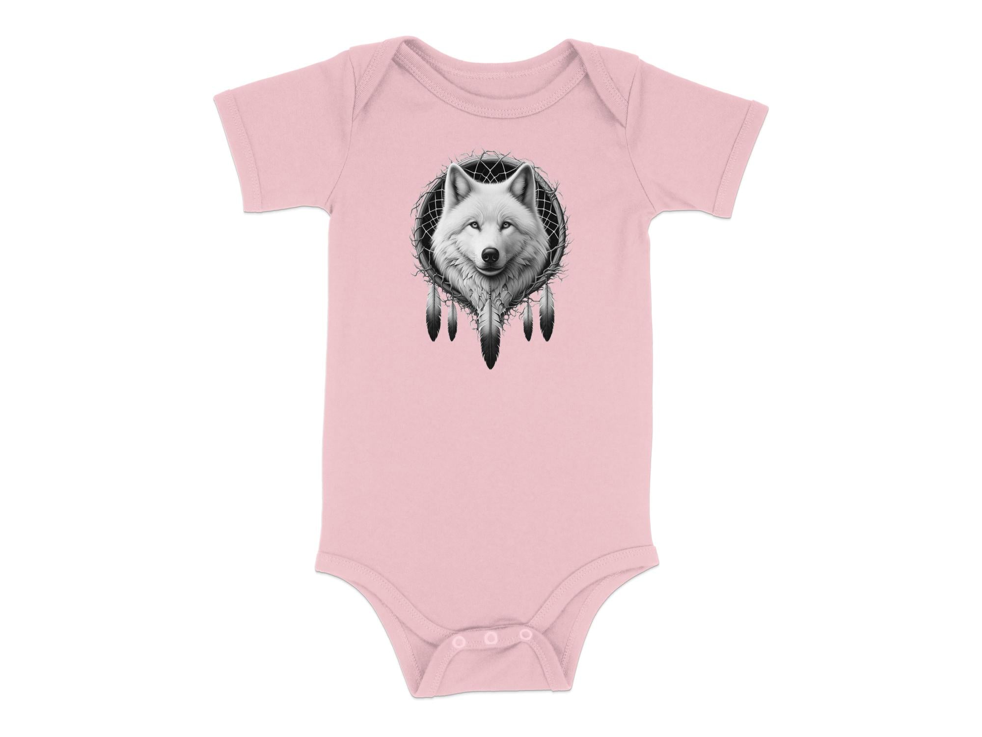 Dreamcatcher Wolf - Coloured Toddler Bodysuit Realistic Native American Talisman Unisex Mythology Tee Graphic Design