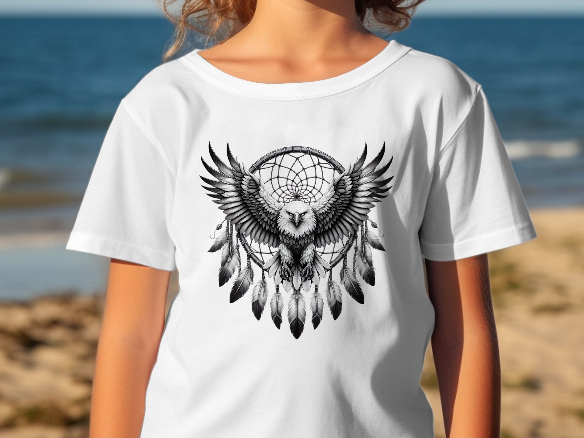 Dreamcatcher Eagle - Coloured Gildan Kids T-Shirt Realistic Native American Talisman Unisex Mythology Tee Graphic Design