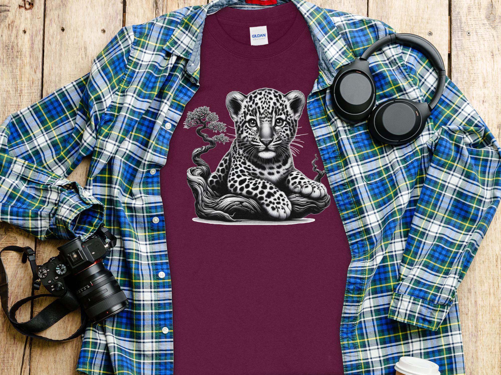 Leopard Bonsai - Coloured Gildan Long Sleeve Realistic Animal Talisman Unisex Cute Tee Graphic Design