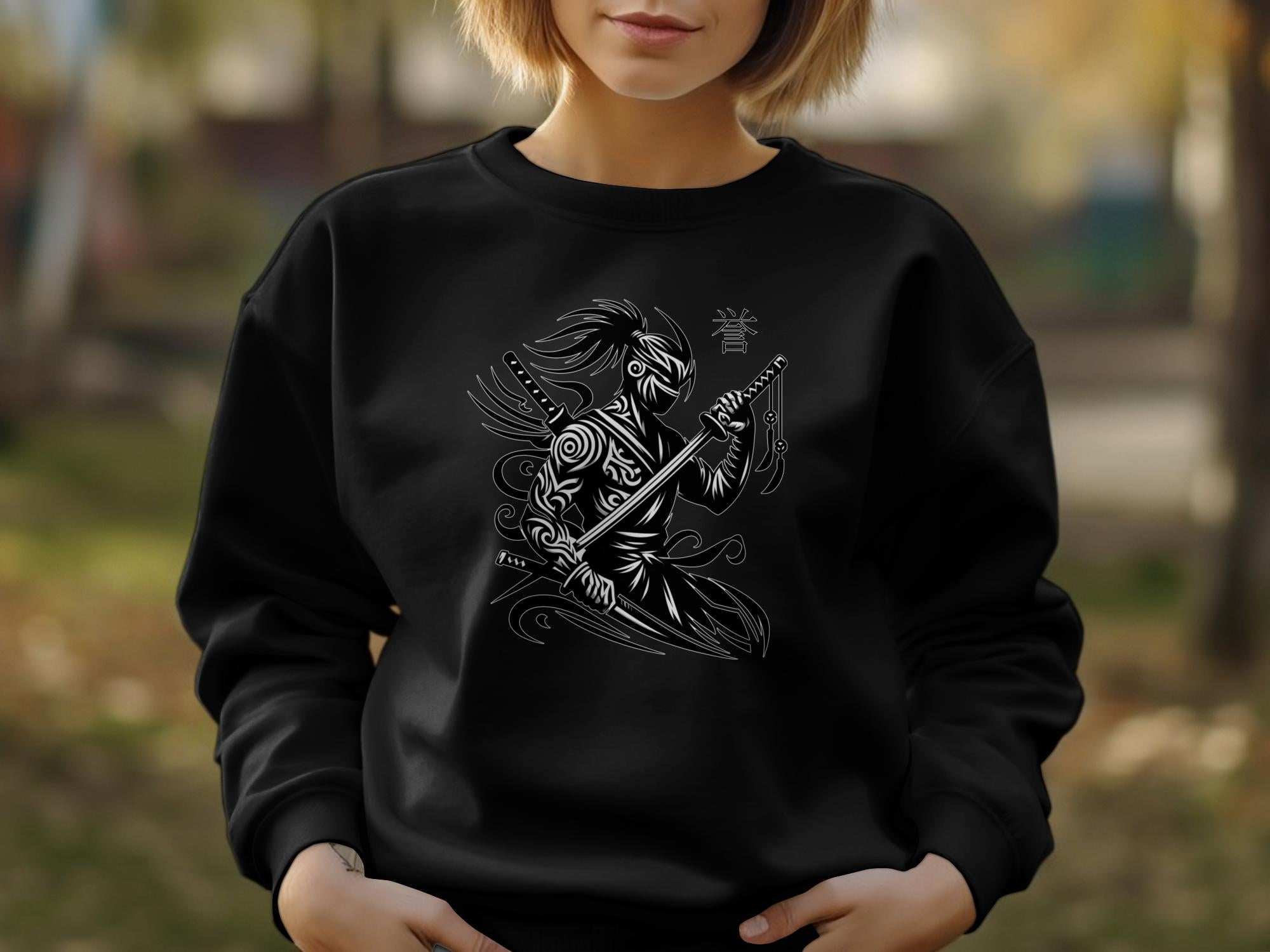 Samurai Ninja - Coloured Gildan Sweatshirt Japanese Talisman Unisex Cultural Symbolic Graphic Design