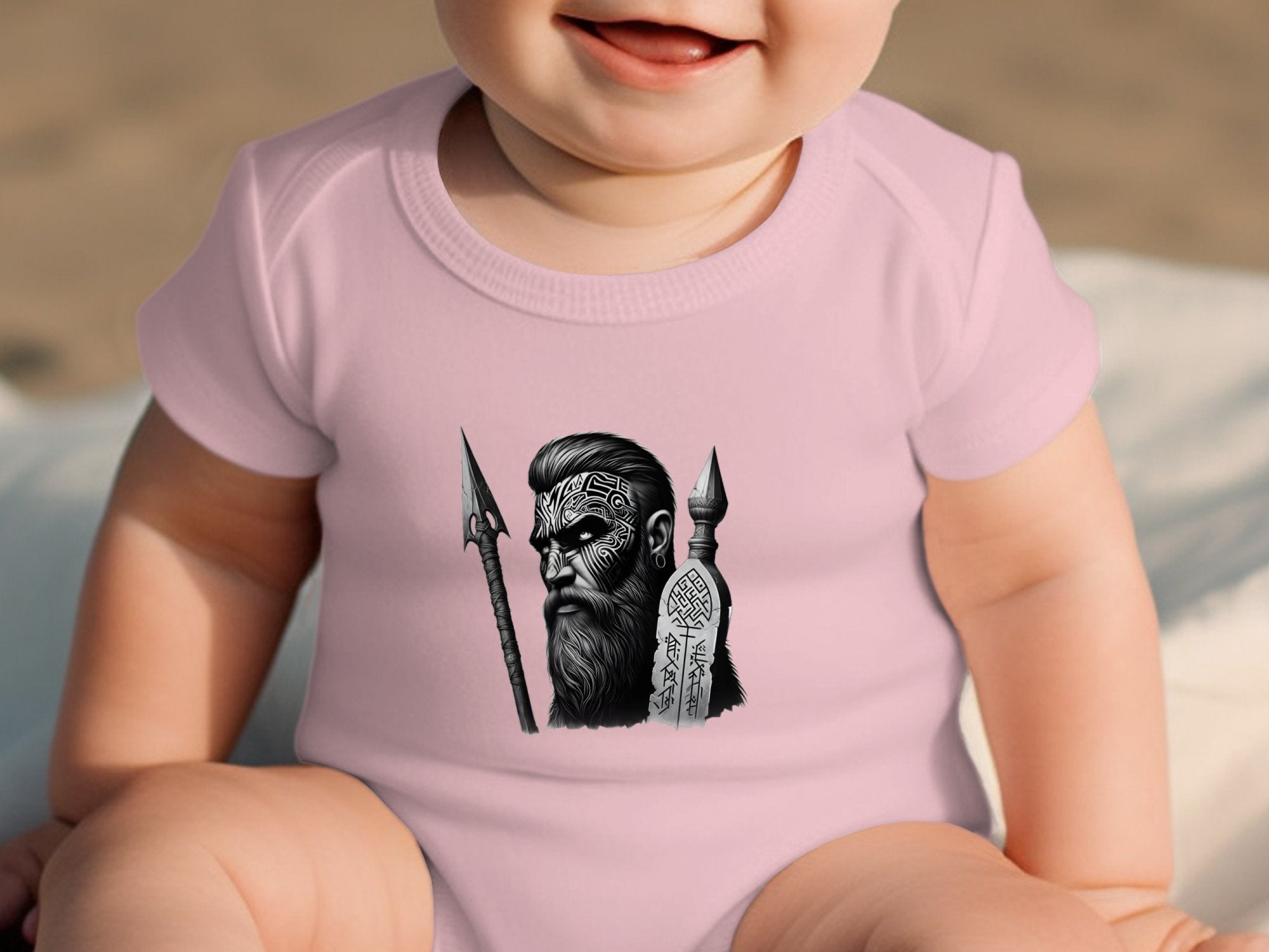 Viking Tenacity - Coloured Toddler Bodysuit Realistic Norse Talisman Unisex Valhalla Tee Graphic Design