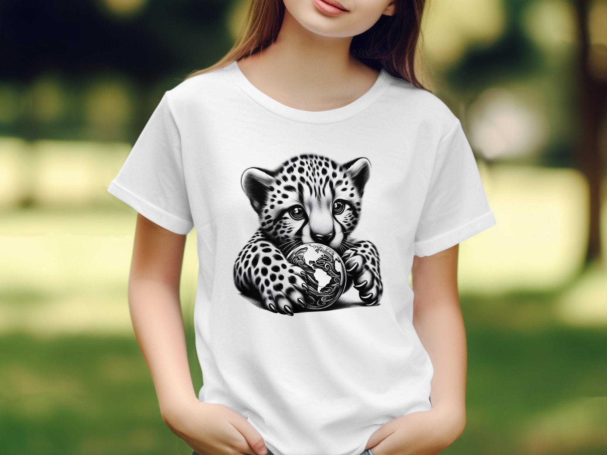 Cheetah World - Coloured Gildan Kids T-Shirt Realistic Animal Talisman Unisex Cute Tee Graphic Design