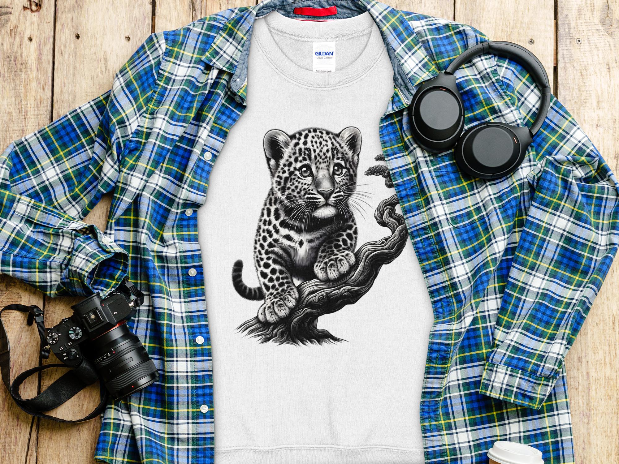 Leopard Bonsai - Coloured Gildan Sweatshirt Realistic Animal Talisman Unisex Cute Tee Graphic Design