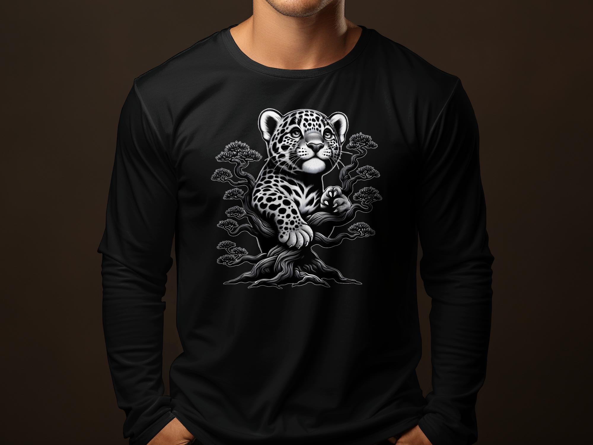 Leopard Bonsai - Coloured Gildan Long Sleeve Realistic Animal Talisman Unisex Cute Tee Graphic Design