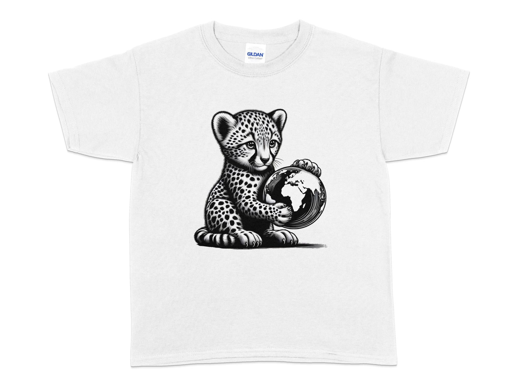 Cheetah World - Coloured Gildan Kids T-Shirt Realistic Animal Talisman Unisex Cute Tee Graphic Design