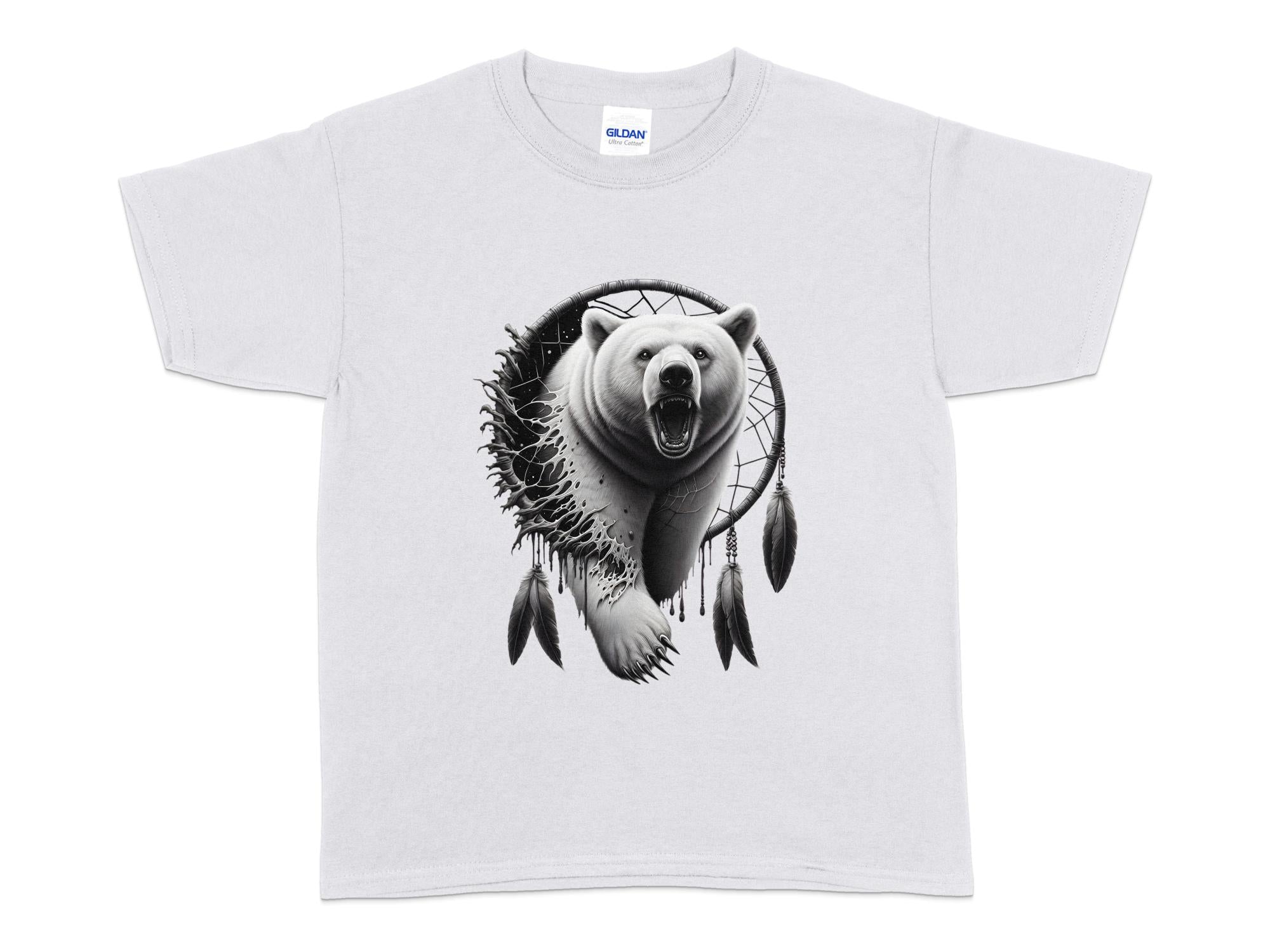 Dreamcatcher Bear - Coloured Gildan Kids T Shirt Realistic Native American Talisman Unisex Mythology Tee Graphic Design