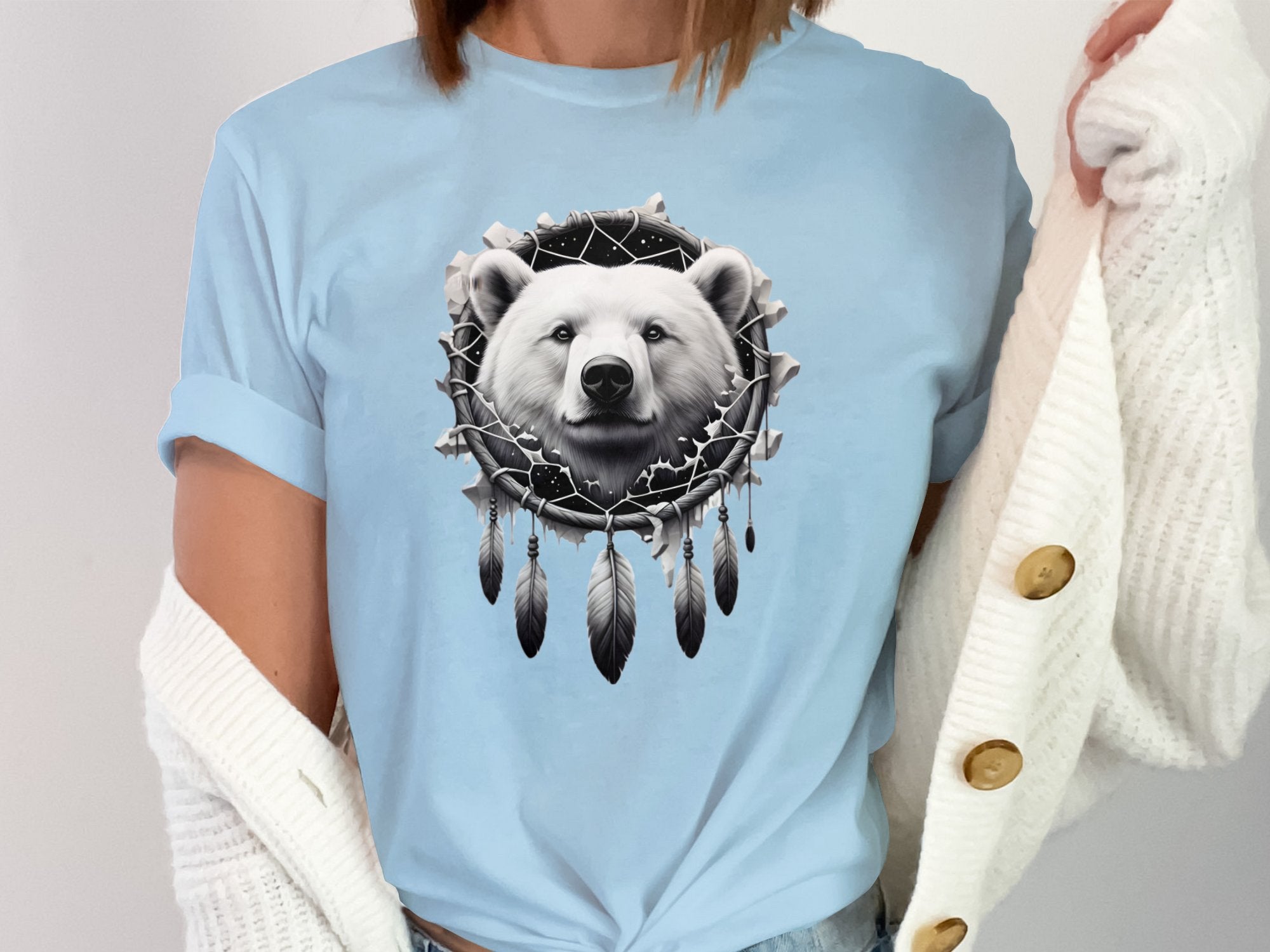 Dreamcatcher Bear - Coloured Gildan T-Shirt Realistic Native American Talisman Unisex Mythology Tee Graphic Design