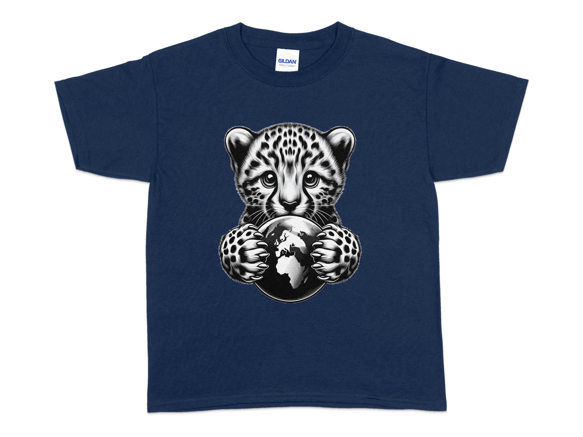 Cheetah World - Coloured Gildan Kids T-Shirt Realistic Animal Talisman Unisex Cute Tee Graphic Design