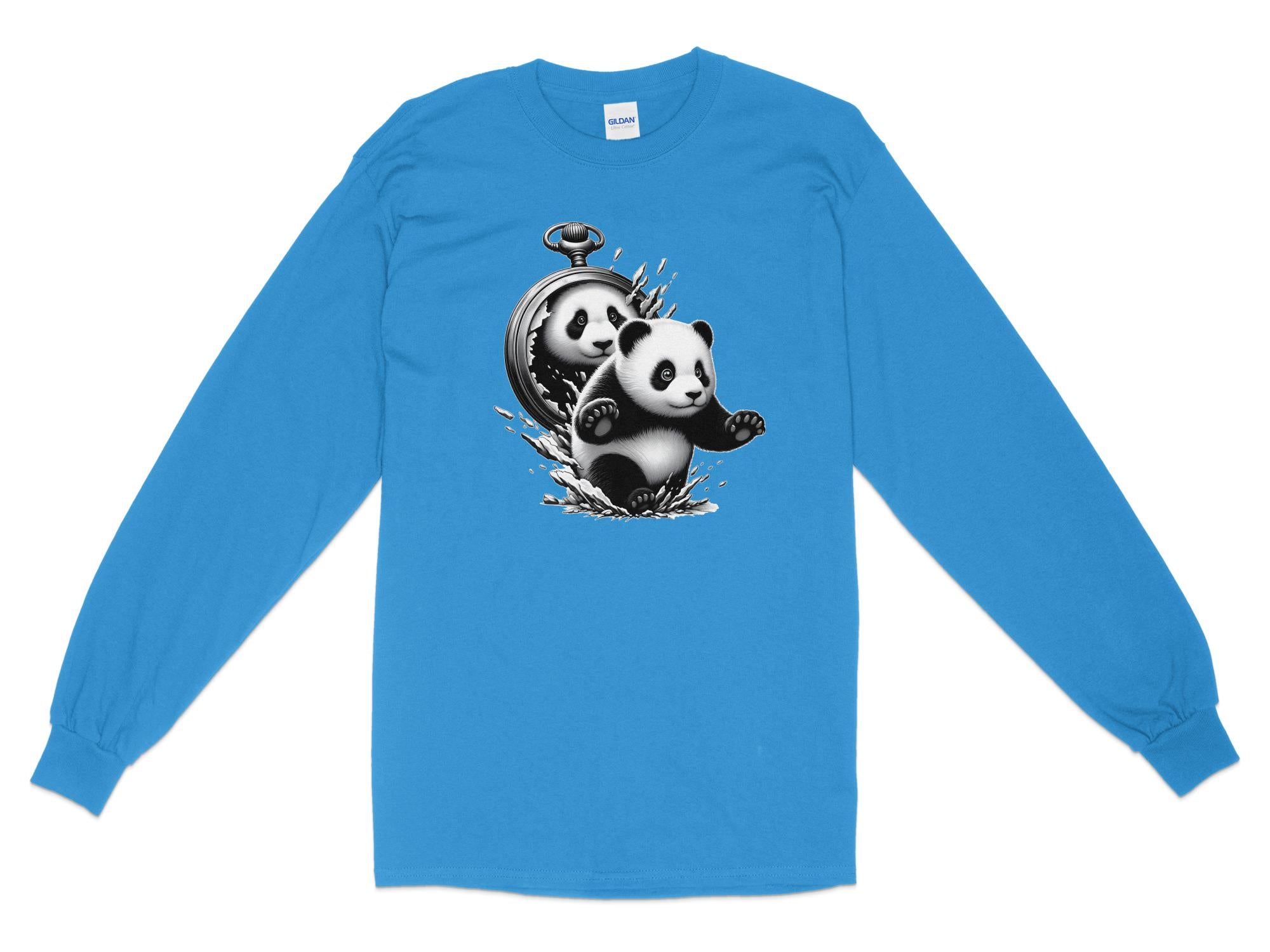 Panda - Coloured Gildan Long Sleeve Realistic Animal Talisman Unisex Cute Tee Graphic Design