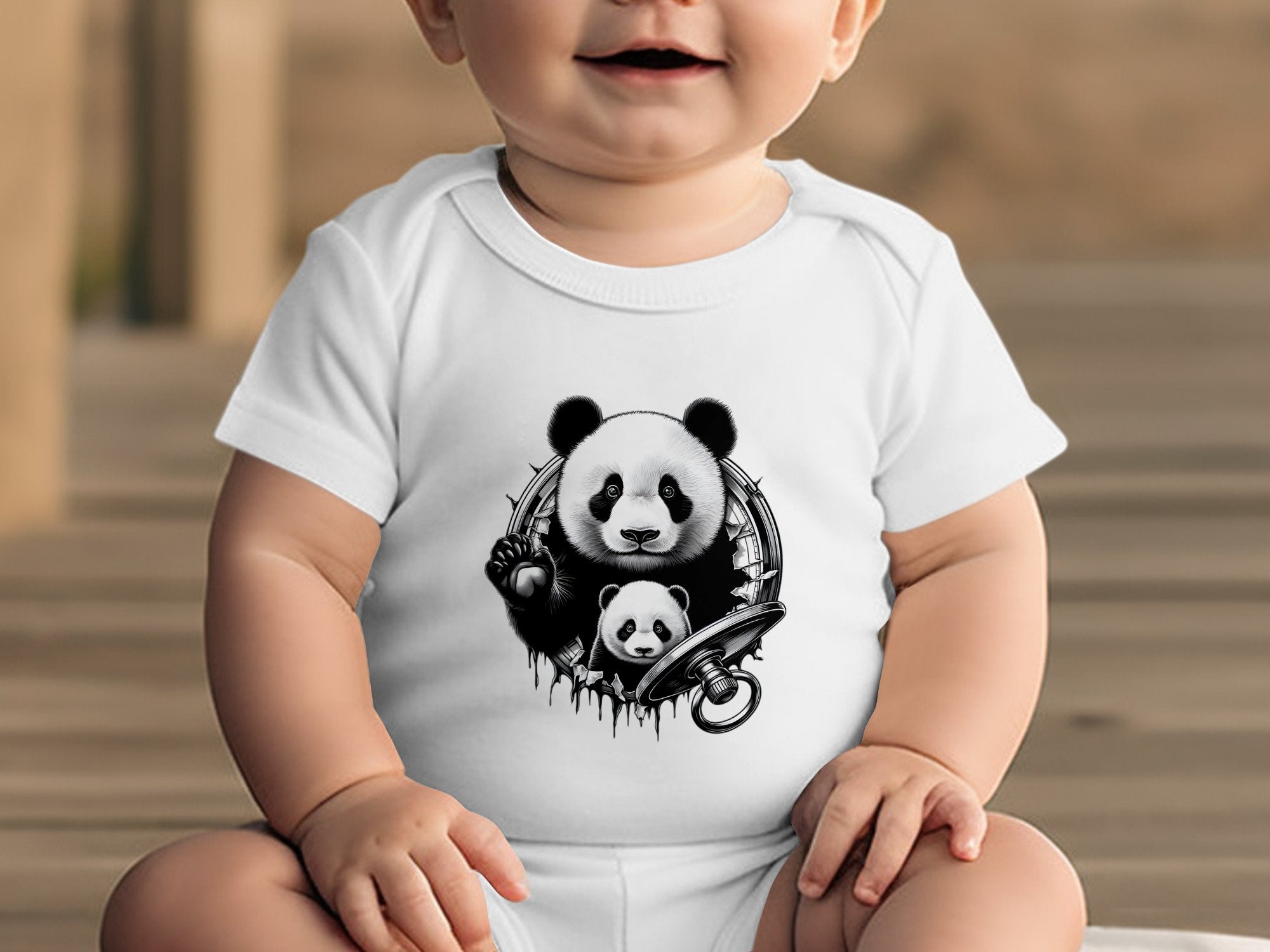 Panda - Coloured Toddler Bodysuit Realistic Animal Talisman Unisex Cute Tee Graphic Design