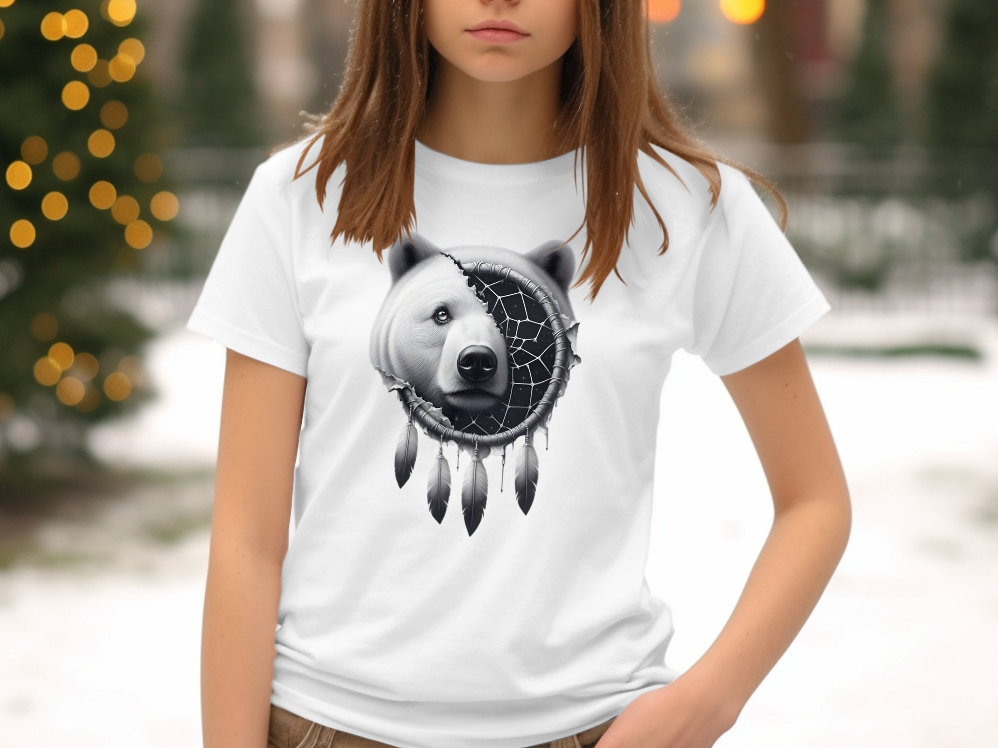 Dreamcatcher Bear - Coloured Gildan Kids T Shirt Realistic Native American Talisman Unisex Mythology Tee Graphic Design