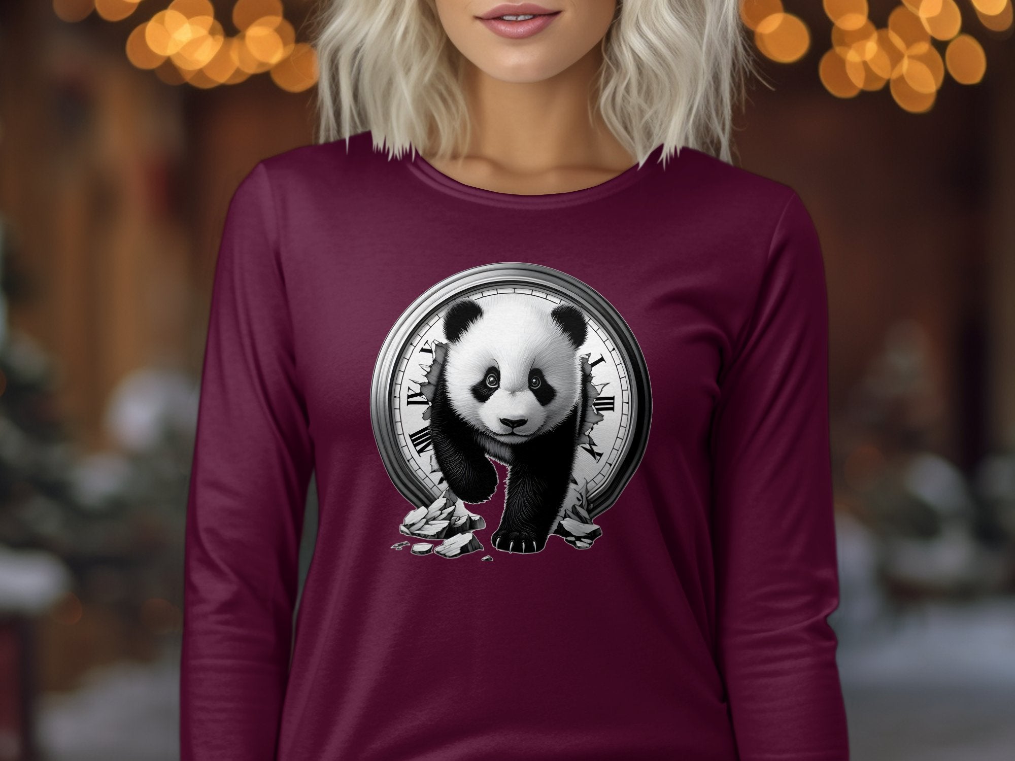 Panda - Coloured Gildan Long Sleeve Realistic Animal Talisman Unisex Cute Tee Graphic Design