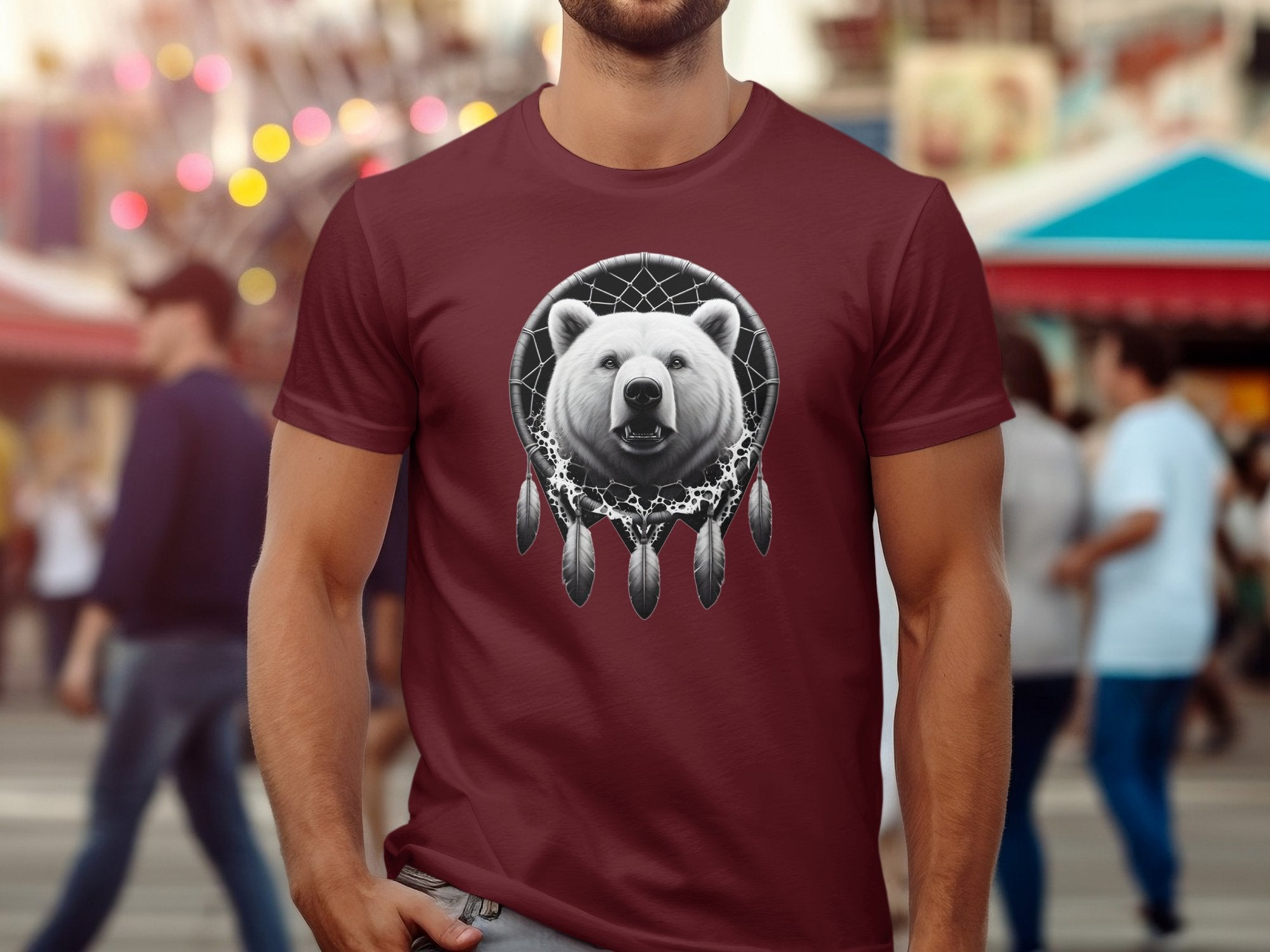 Dreamcatcher Bear - Coloured Gildan T-Shirt Realistic Native American Talisman Unisex Mythology Tee Graphic Design