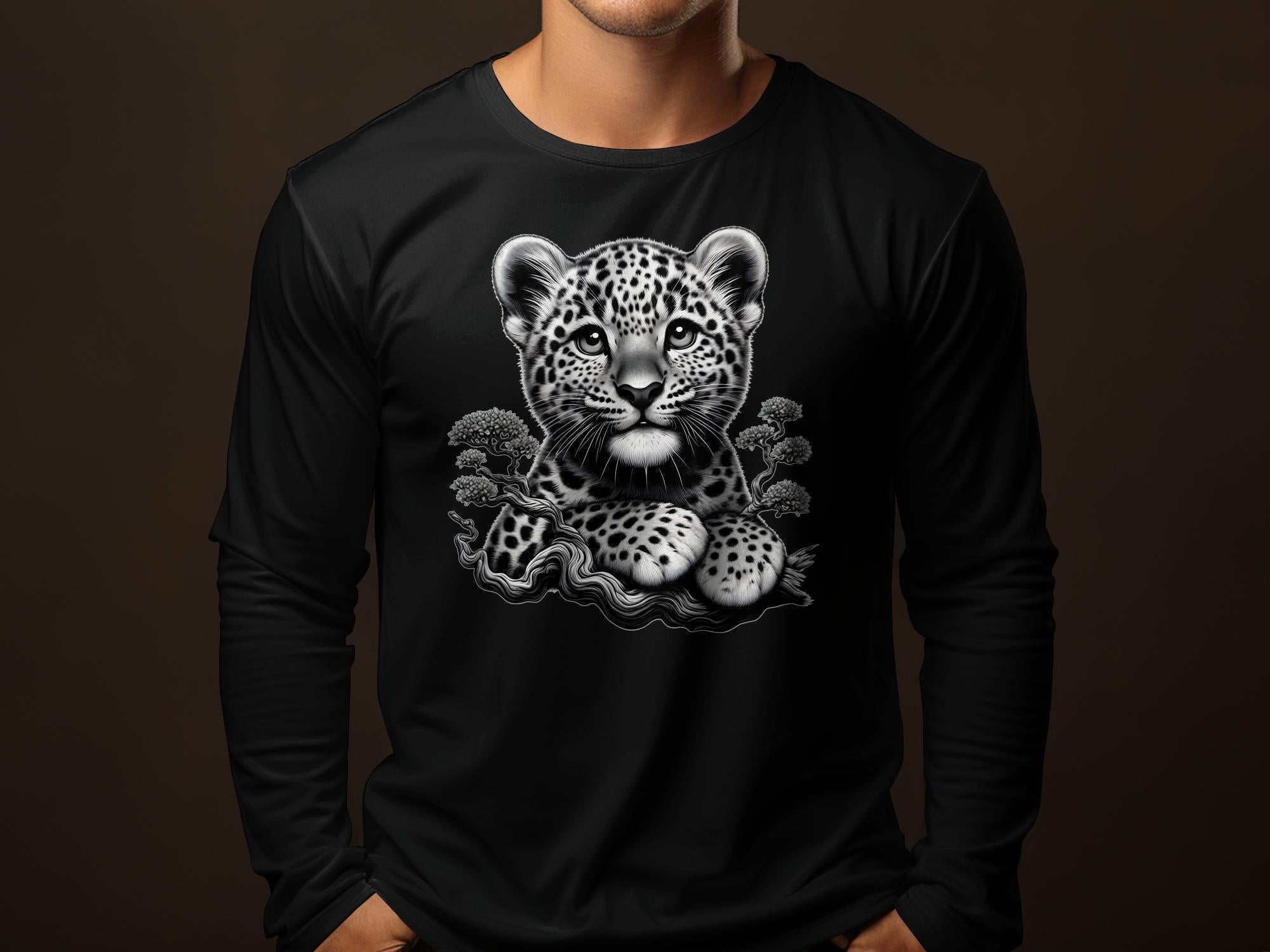 Leopard Bonsai - Coloured Gildan Long Sleeve Realistic Animal Talisman Unisex Cute Tee Graphic Design