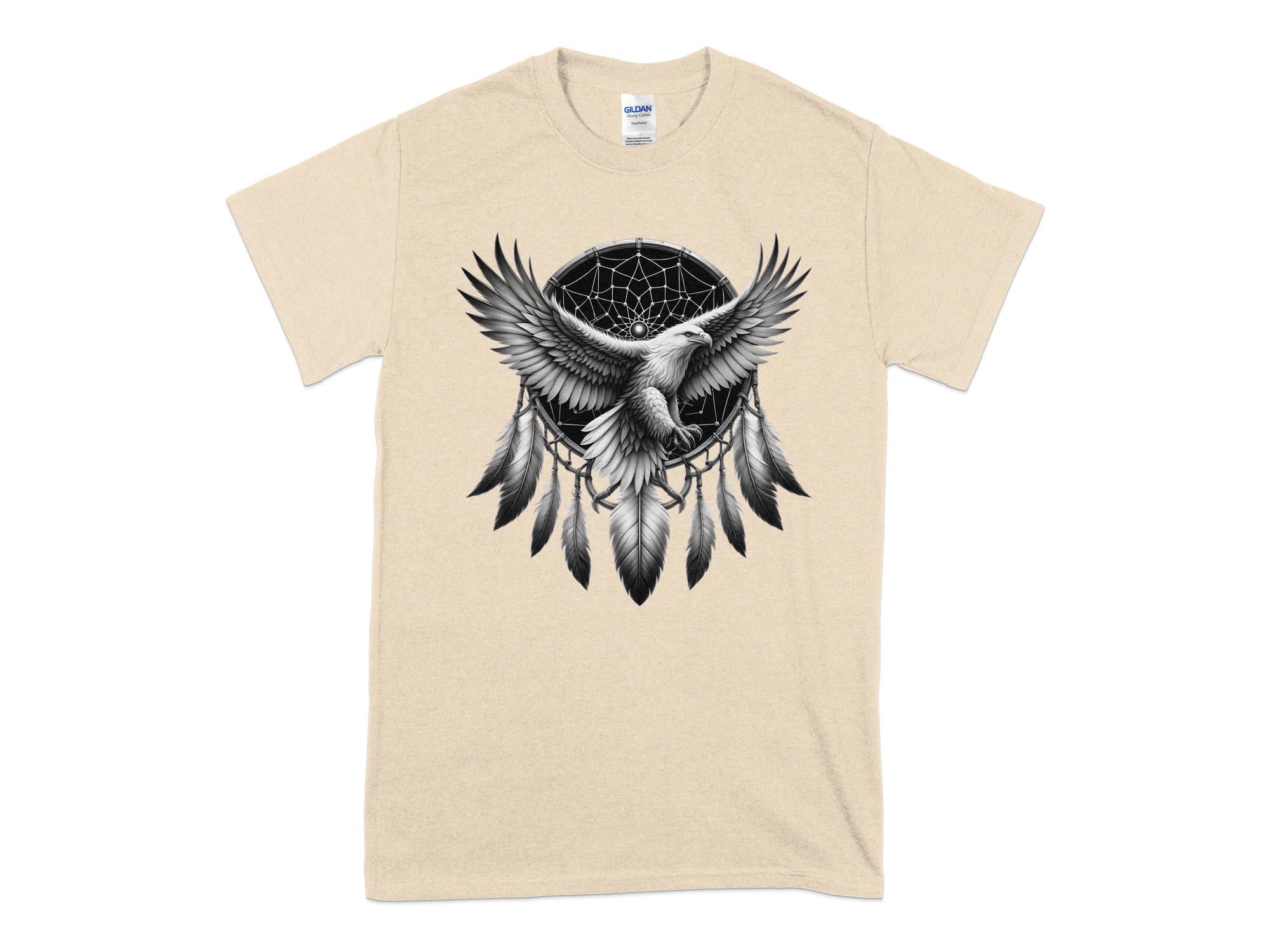 Dreamcatcher Eagle - Coloured Gildan T-Shirt Realistic Native American Talisman Unisex Mythology Tee Graphic Design