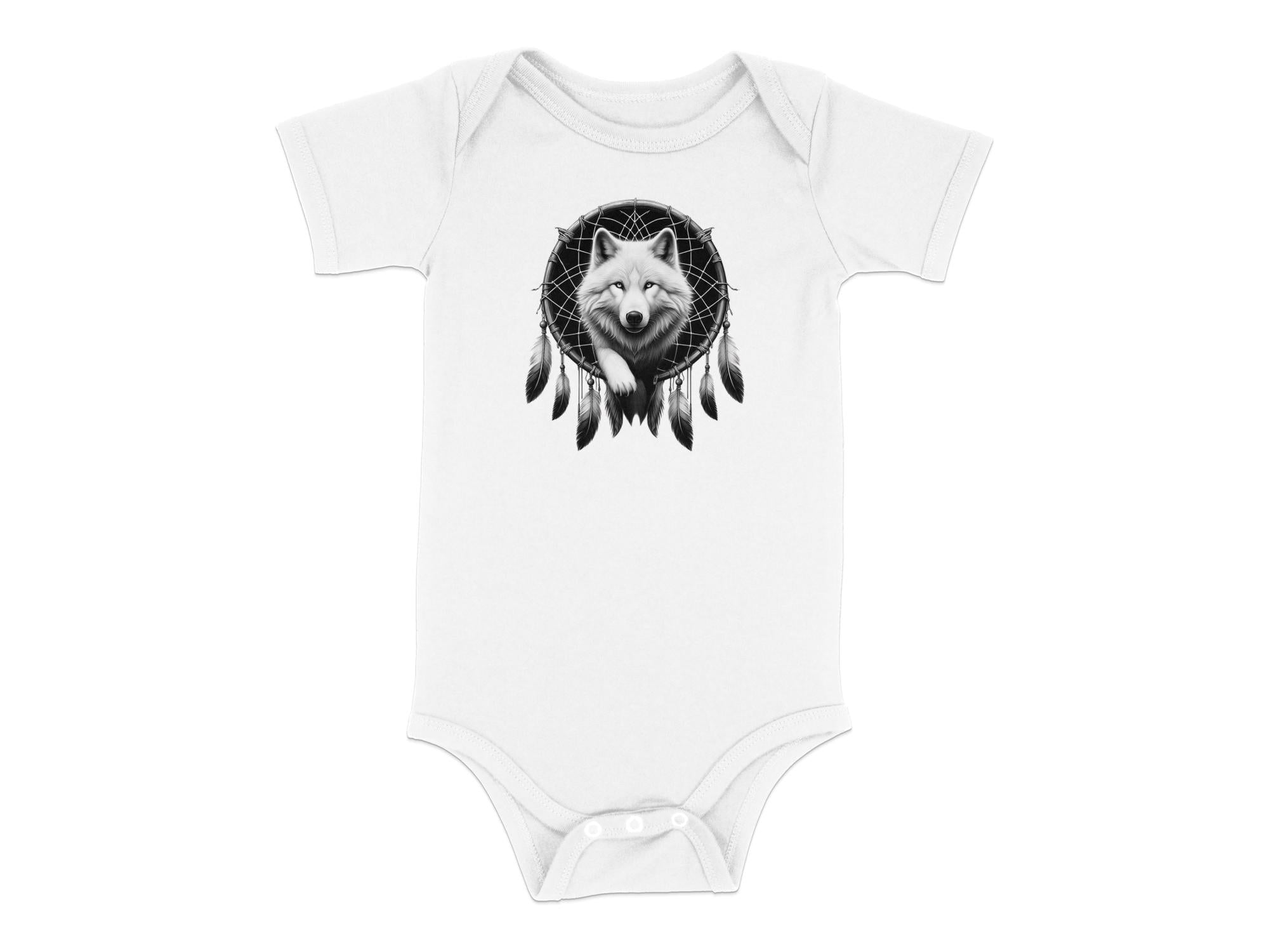 Dreamcatcher Wolf - Coloured Toddler Bodysuit Realistic Native American Talisman Unisex Mythology Tee Graphic Design