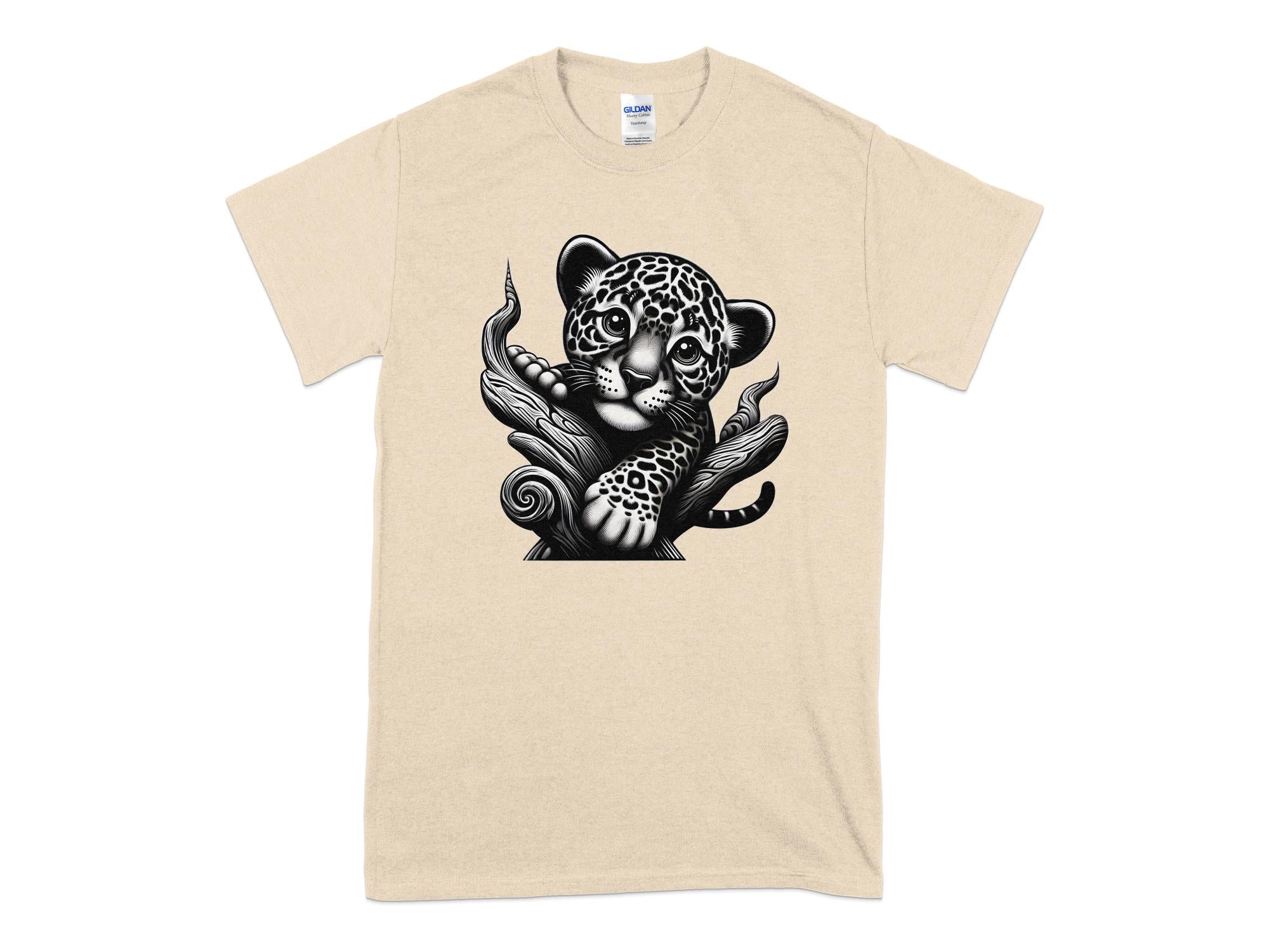 Leopard Bonsai - Coloured Gildan T-Shirt Realistic Animal Talisman Unisex Cute Tee Graphic Design