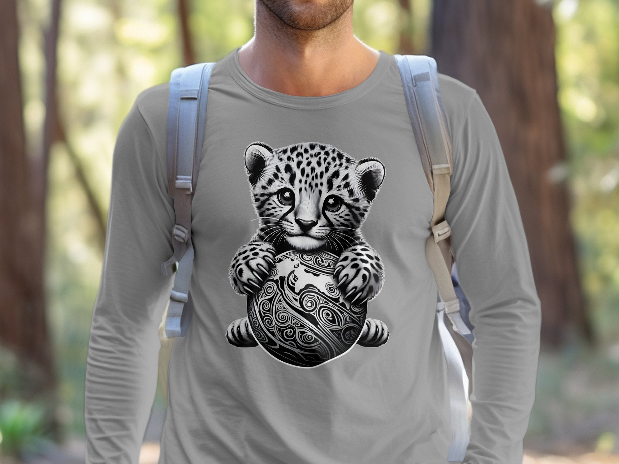 Cheetah World - Coloured Gildan Long Sleeve Realistic Animal Talisman Unisex Cute Tee Graphic Design