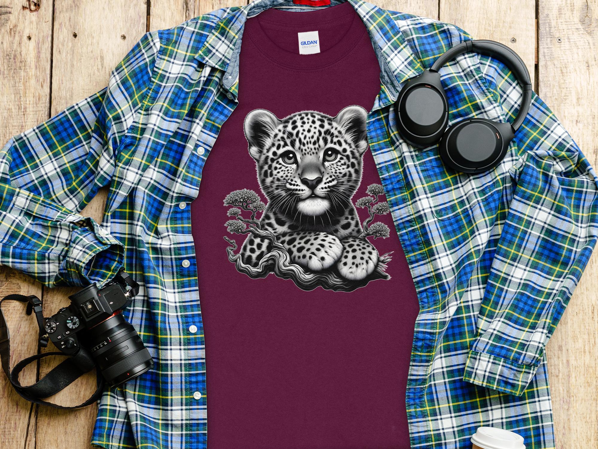 Leopard Bonsai - Coloured Gildan Long Sleeve Realistic Animal Talisman Unisex Cute Tee Graphic Design