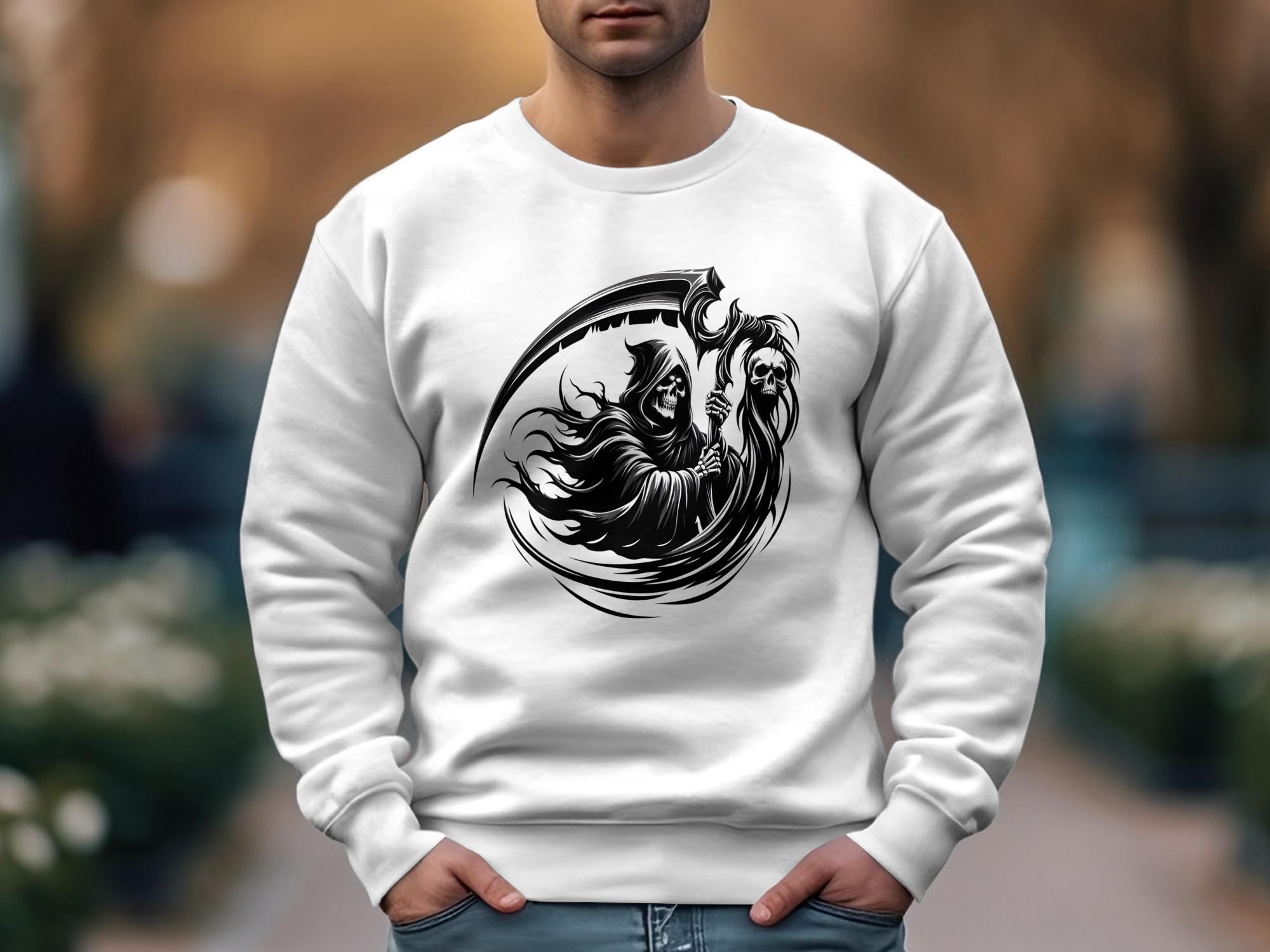 Grim Reaper - Black White Gildan Sweatshirt Commemorative Talisman Unisex Tee Graphic Design