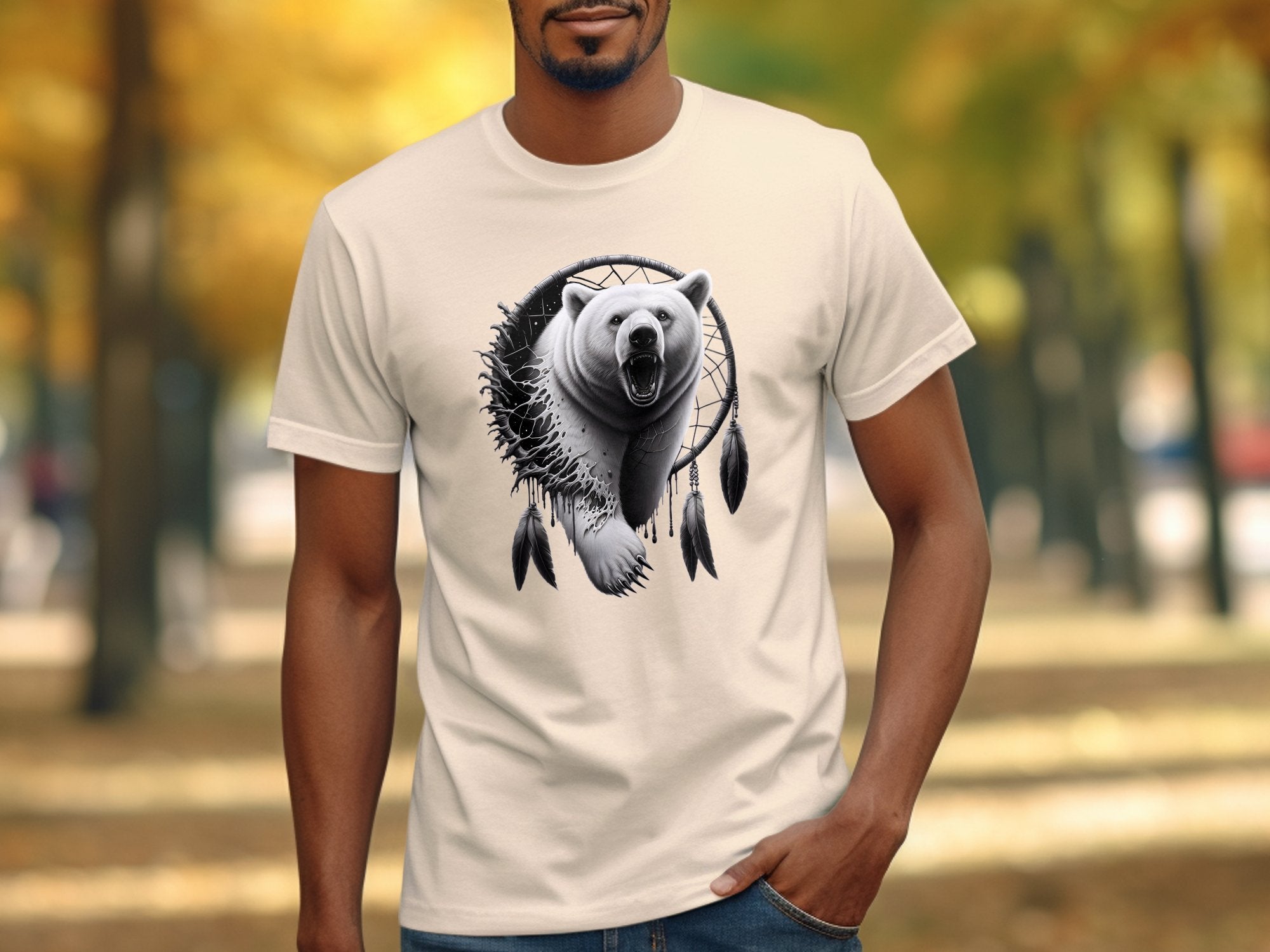 Dreamcatcher Bear - Coloured Gildan T-Shirt Realistic Native American Talisman Unisex Mythology Tee Graphic Design