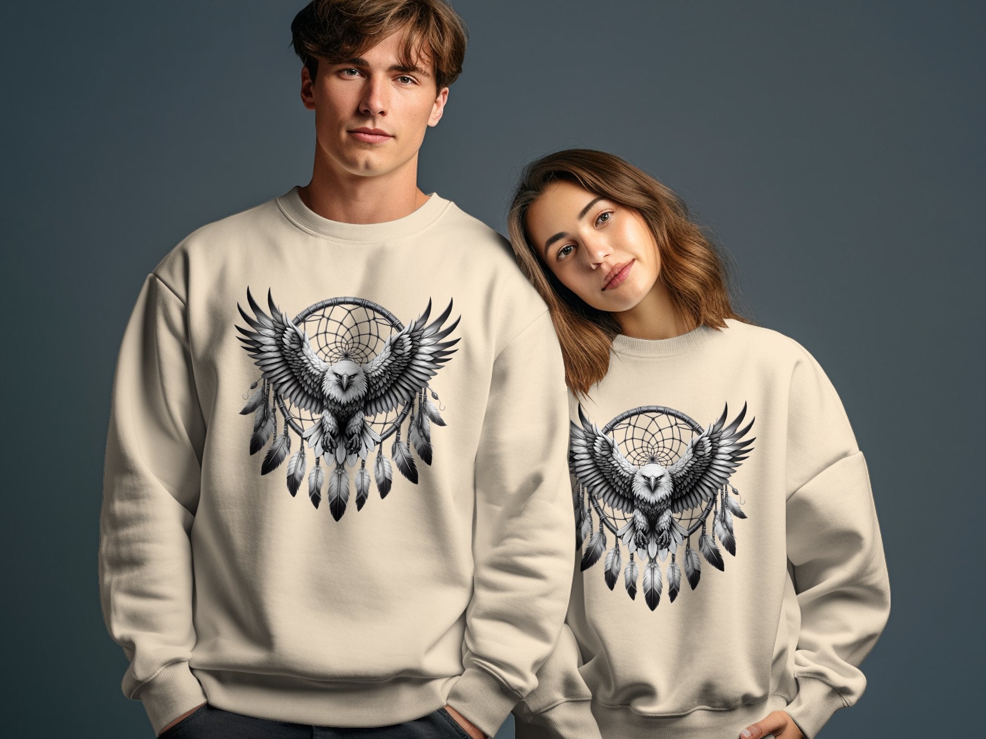 Dreamcatcher Eagle - Coloured Gildan Sweatshirt Realistic Native American Talisman Unisex Mythology Tee Graphic Design