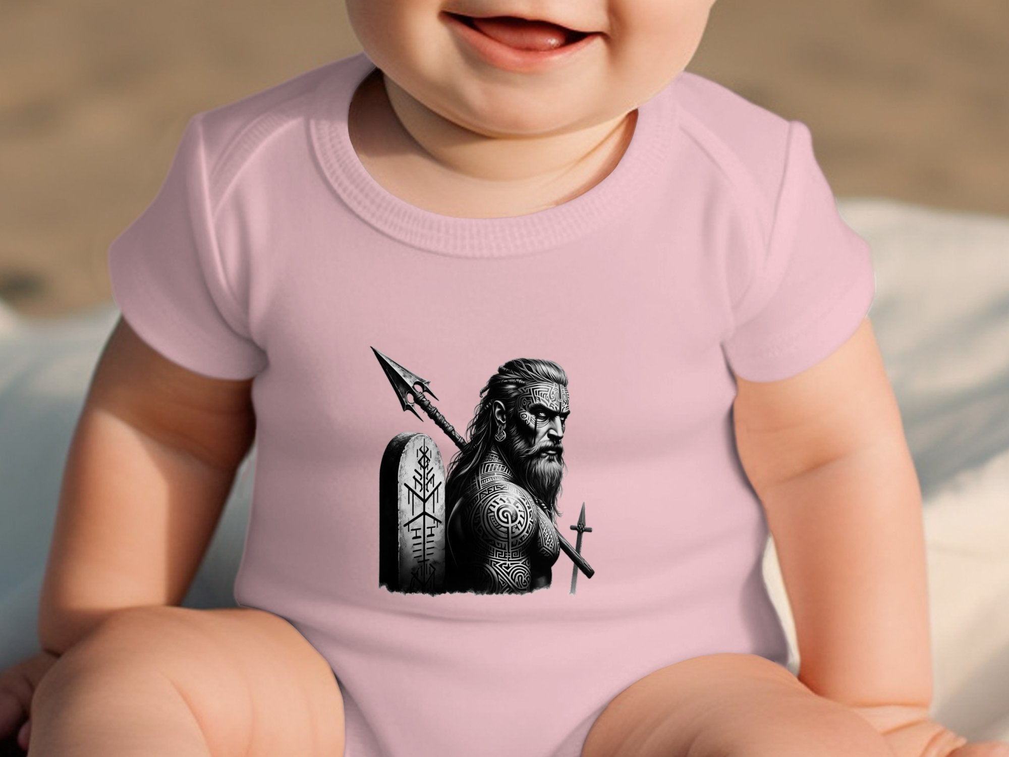 Viking Heroism - Coloured Toddler Bodysuit Realistic Norse Talisman Unisex Valhalla Tee Graphic Design