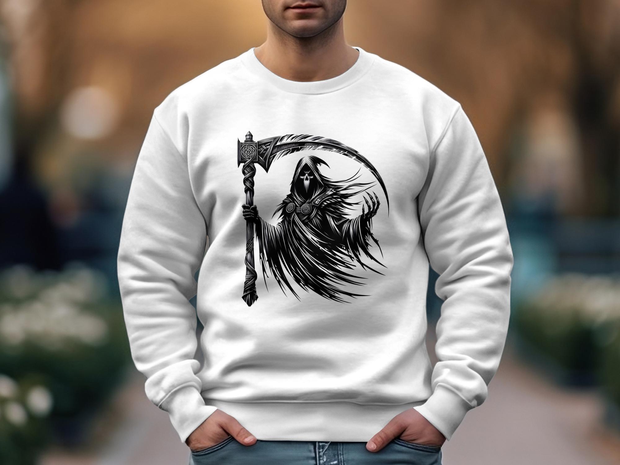 Grim Reaper - Black White Gildan Sweatshirt Commemorative Talisman Unisex Tee Graphic Design