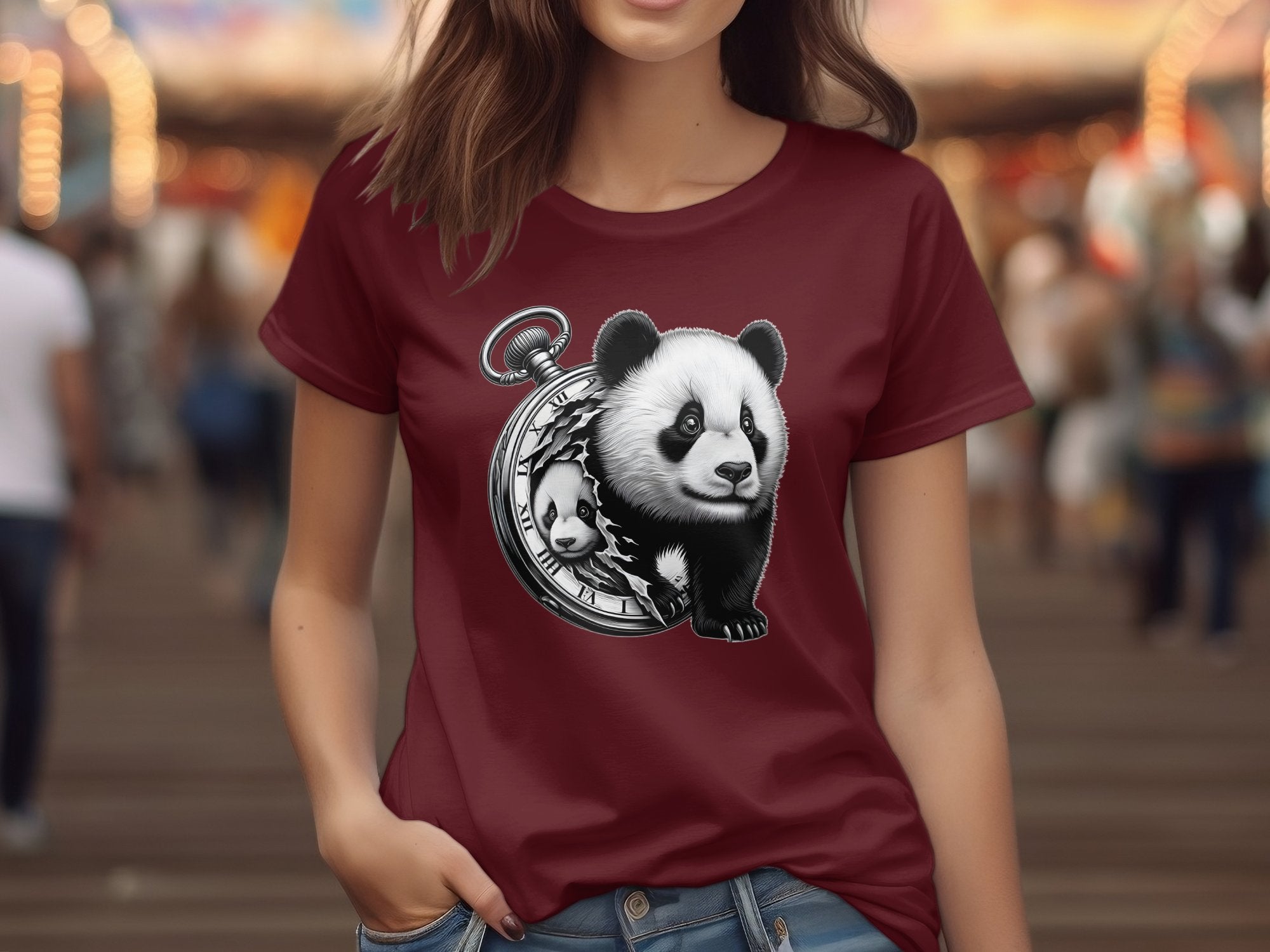 Panda - Coloured Gildan T-Shirt Realistic Animal Talisman Unisex Cute Tee Graphic Design