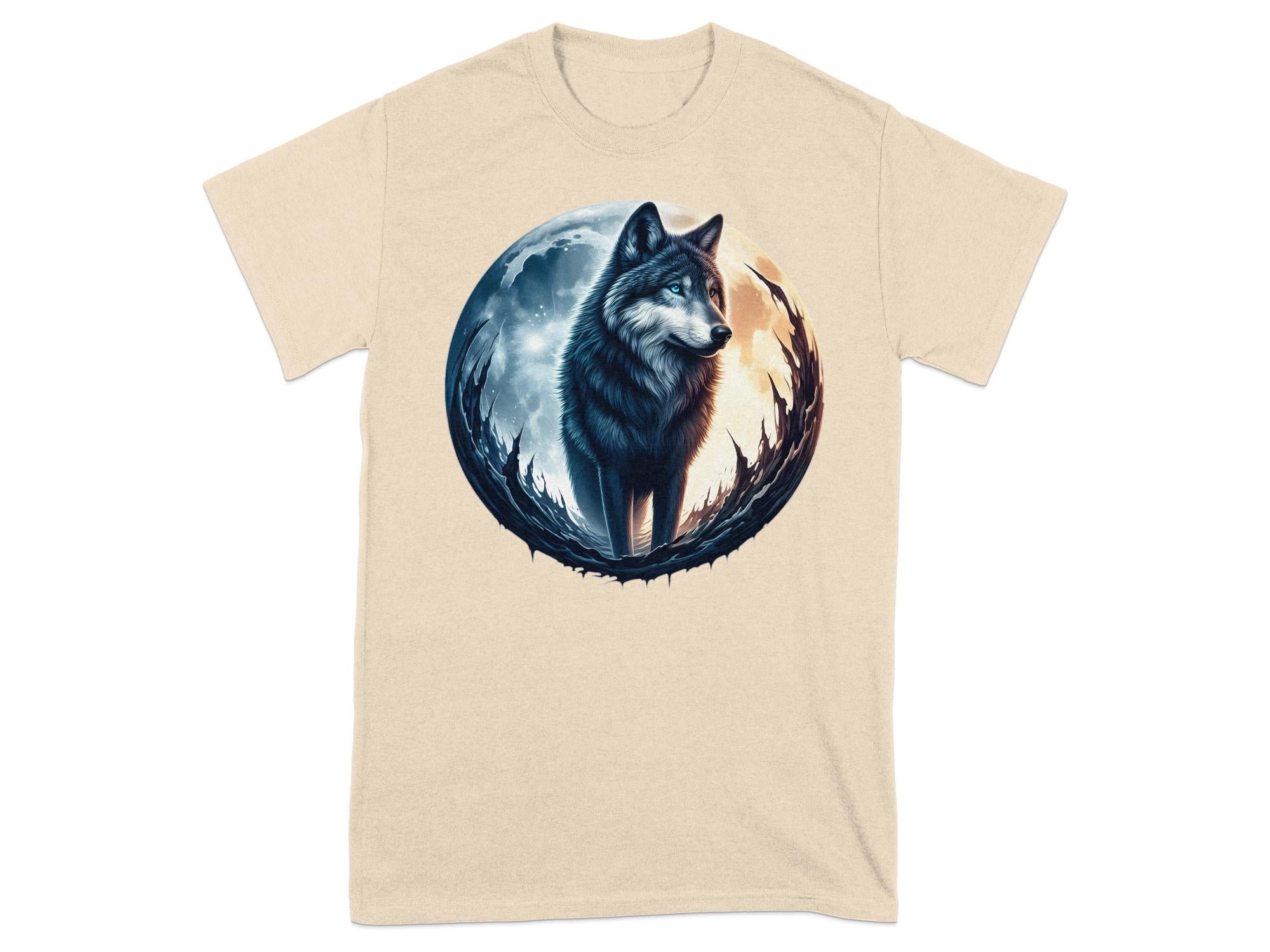 Moon Wolf - T-Shirt Realistic Full Colour Animal Talisman Unisex Mythology Tee Gildan Graphic Design