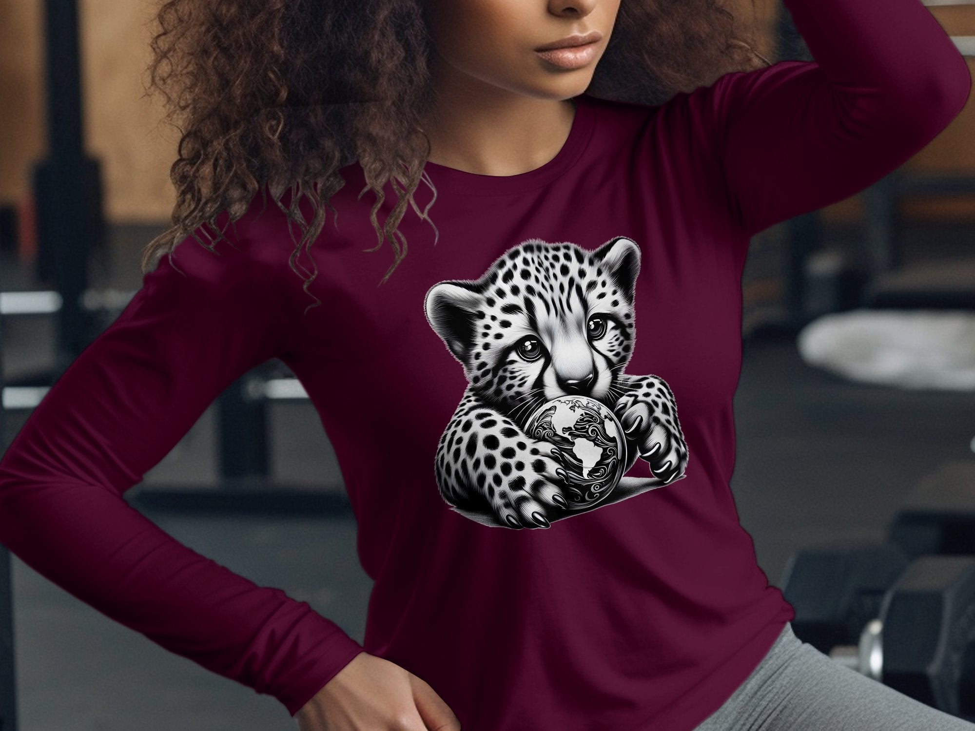 Cheetah World - Coloured Gildan Long Sleeve Realistic Animal Talisman Unisex Cute Tee Graphic Design