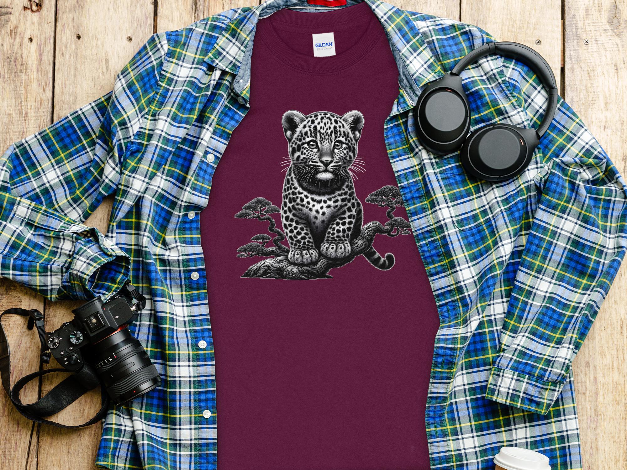 Leopard Bonsai - Coloured Gildan Long Sleeve Realistic Animal Talisman Unisex Cute Tee Graphic Design