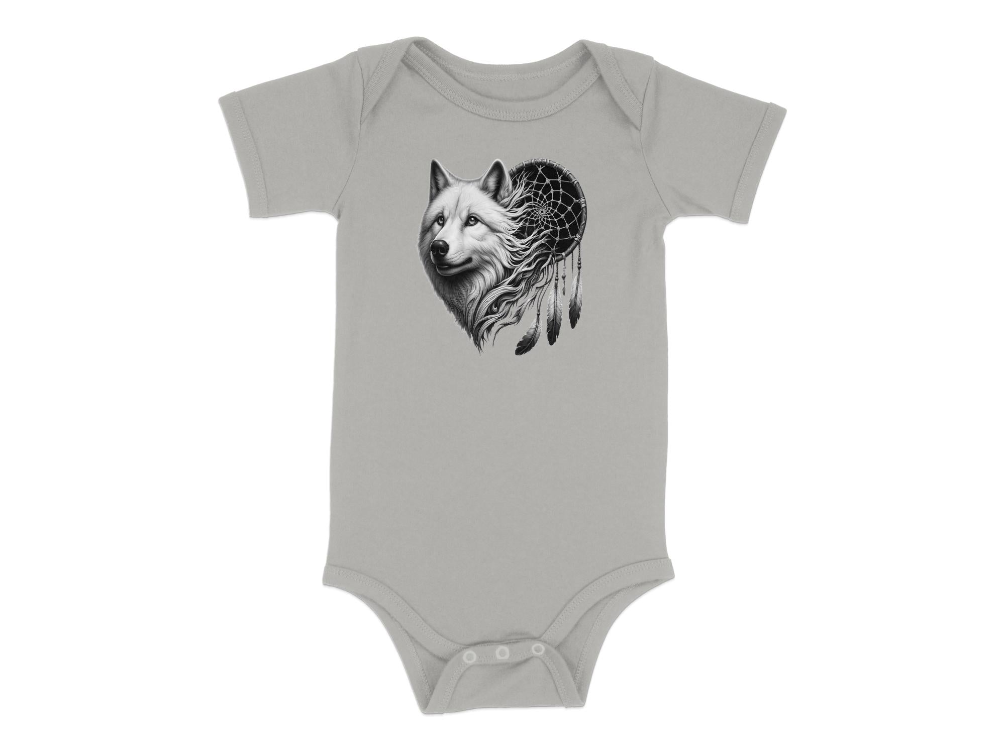 Dreamcatcher Wolf - Coloured Toddler Bodysuit Realistic Native American Talisman Unisex Mythology Tee Graphic Design