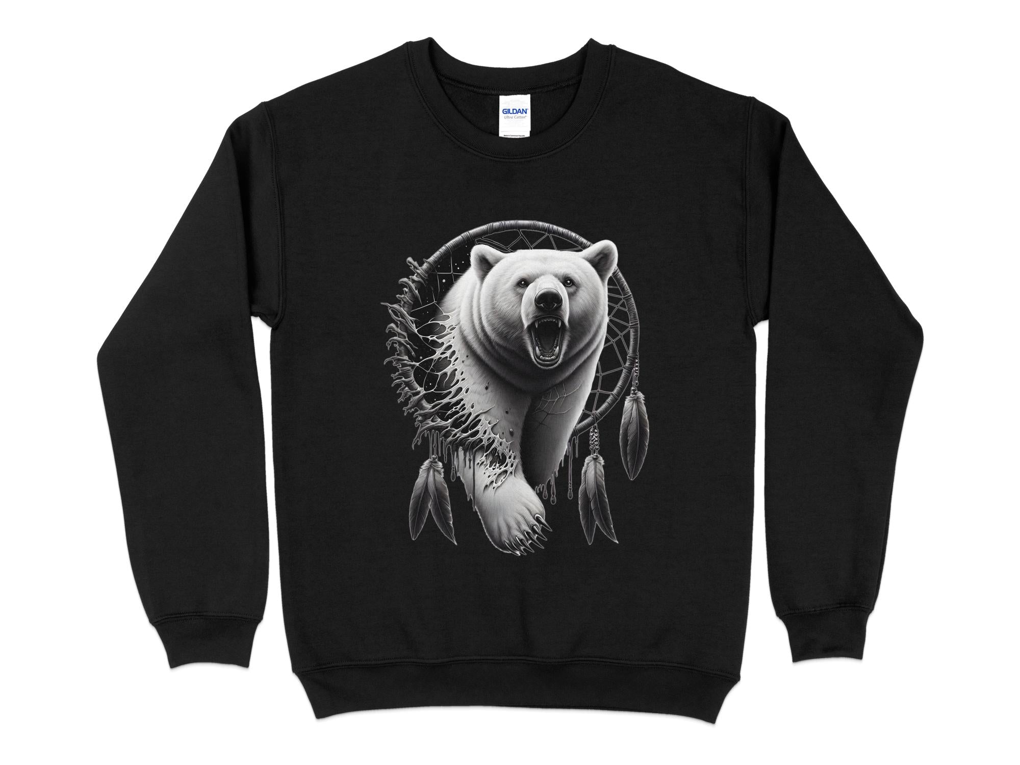 Dreamcatcher Bear - Coloured Gildan Sweatshirt Realistic Native American Talisman Unisex Mythology Tee Graphic Design