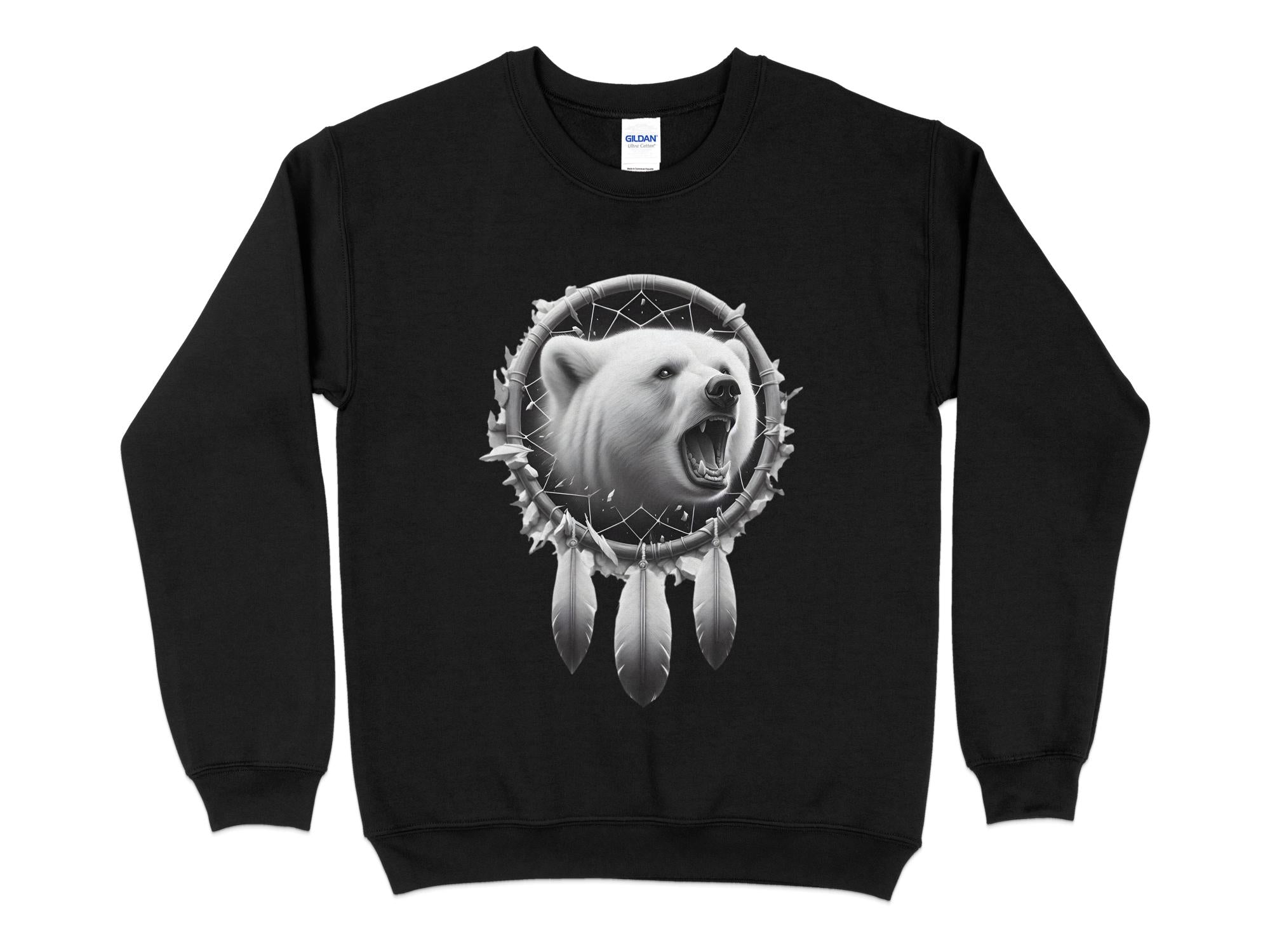 Dreamcatcher Bear - Coloured Gildan Sweatshirt Realistic Native American Talisman Unisex Mythology Tee Graphic Design