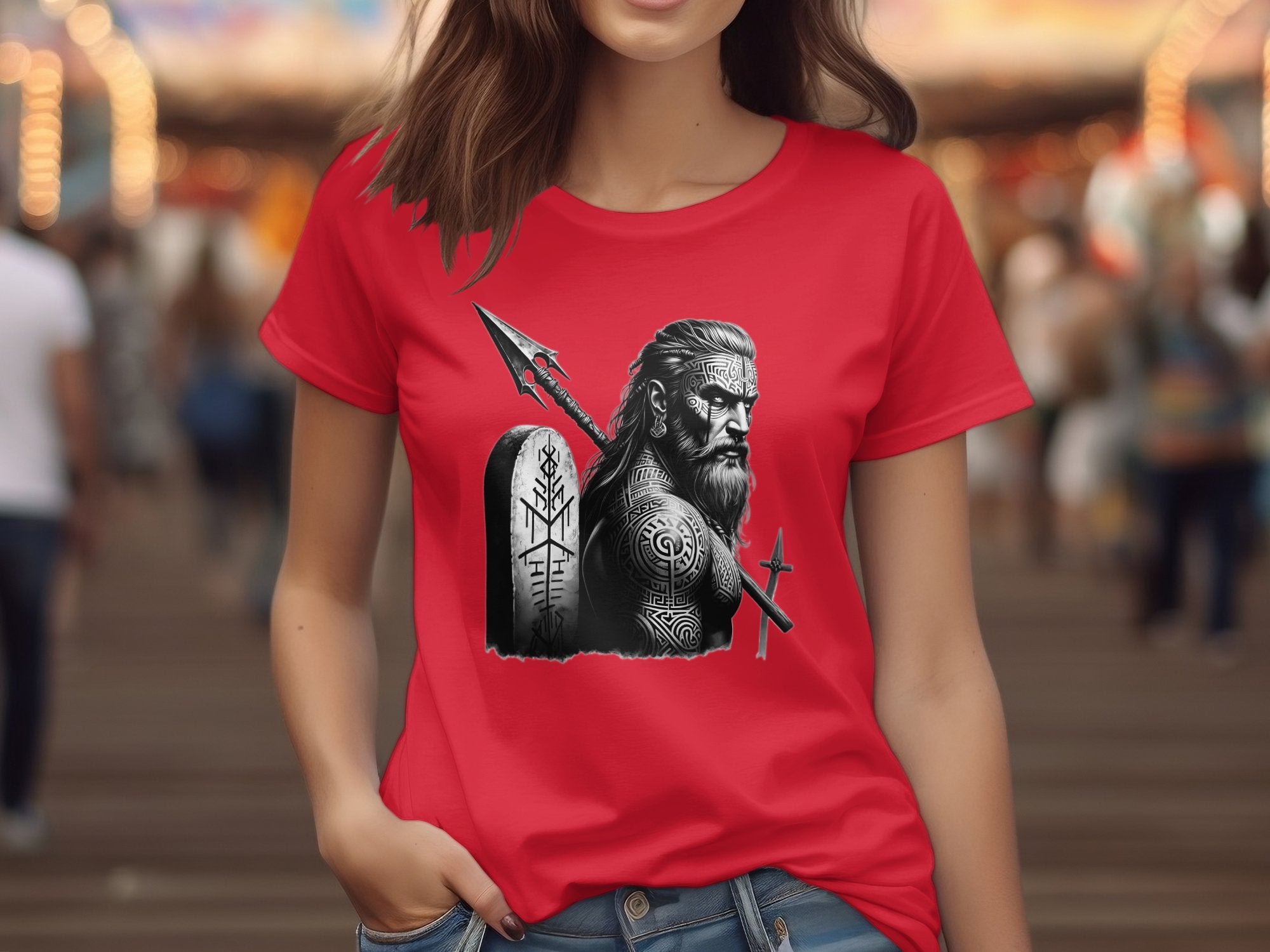 Viking Heroism - Coloured Gildan T Shirt Realistic Norse Talisman Men Women Unisex Valhalla Tee Graphic Design