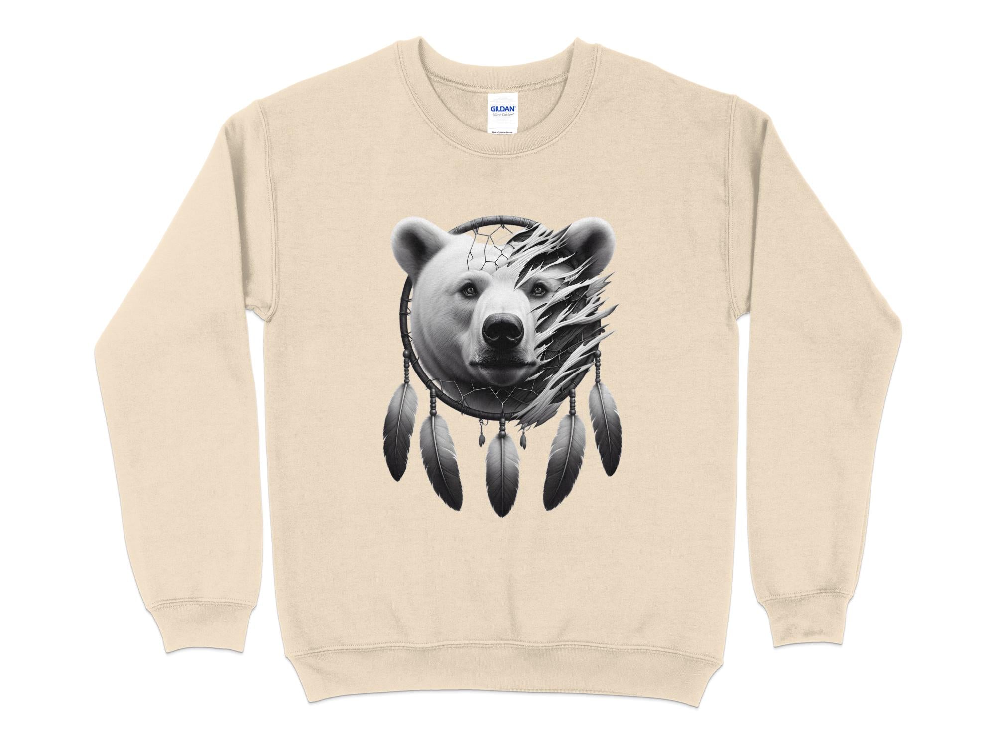 Dreamcatcher Bear - Coloured Gildan Sweatshirt Realistic Native American Talisman Unisex Mythology Tee Graphic Design