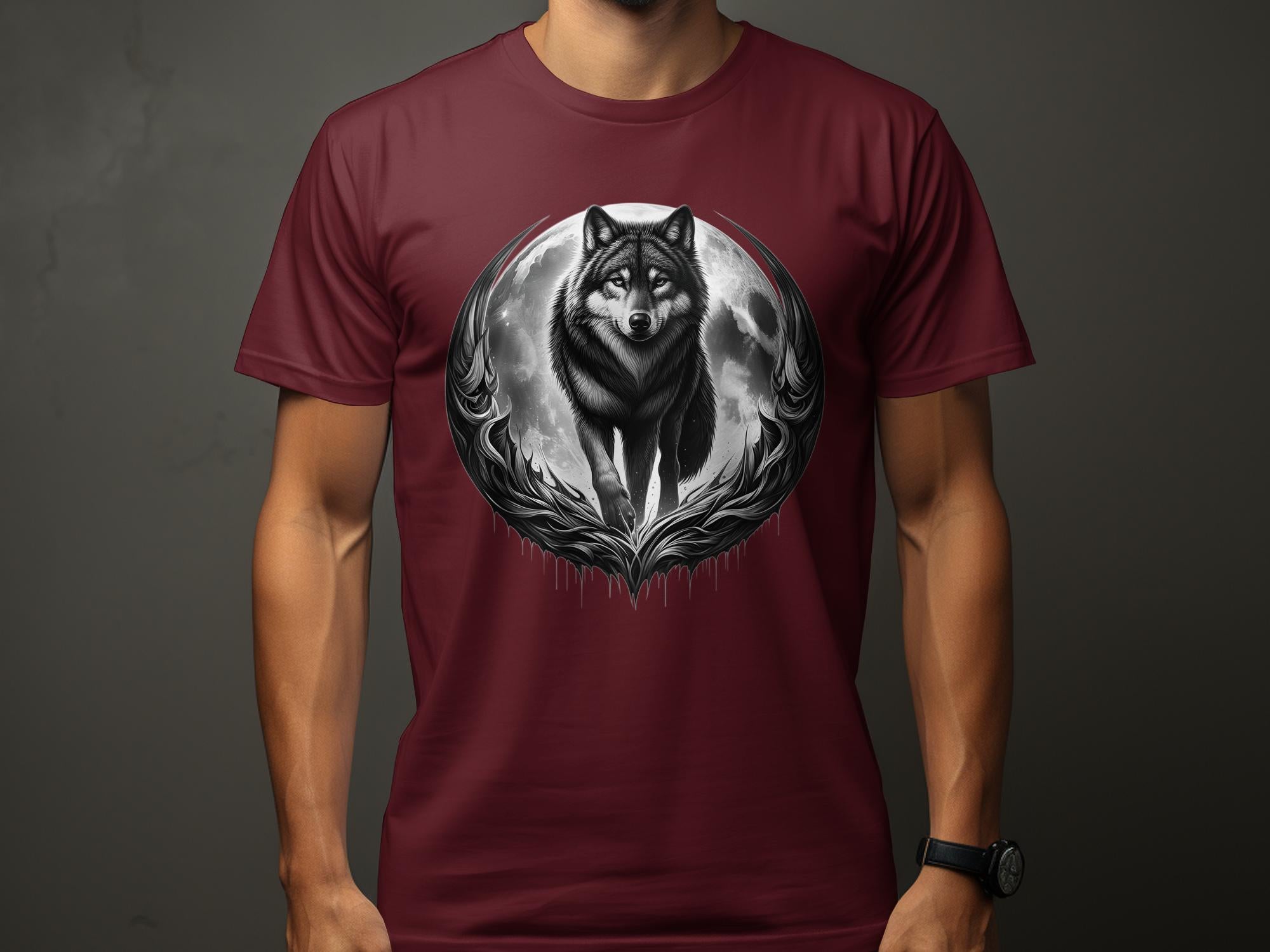 Moon Wolf - Coloured Gildan T-Shirt Realistic Animal Talisman Unisex Mythology Tee Graphic Design