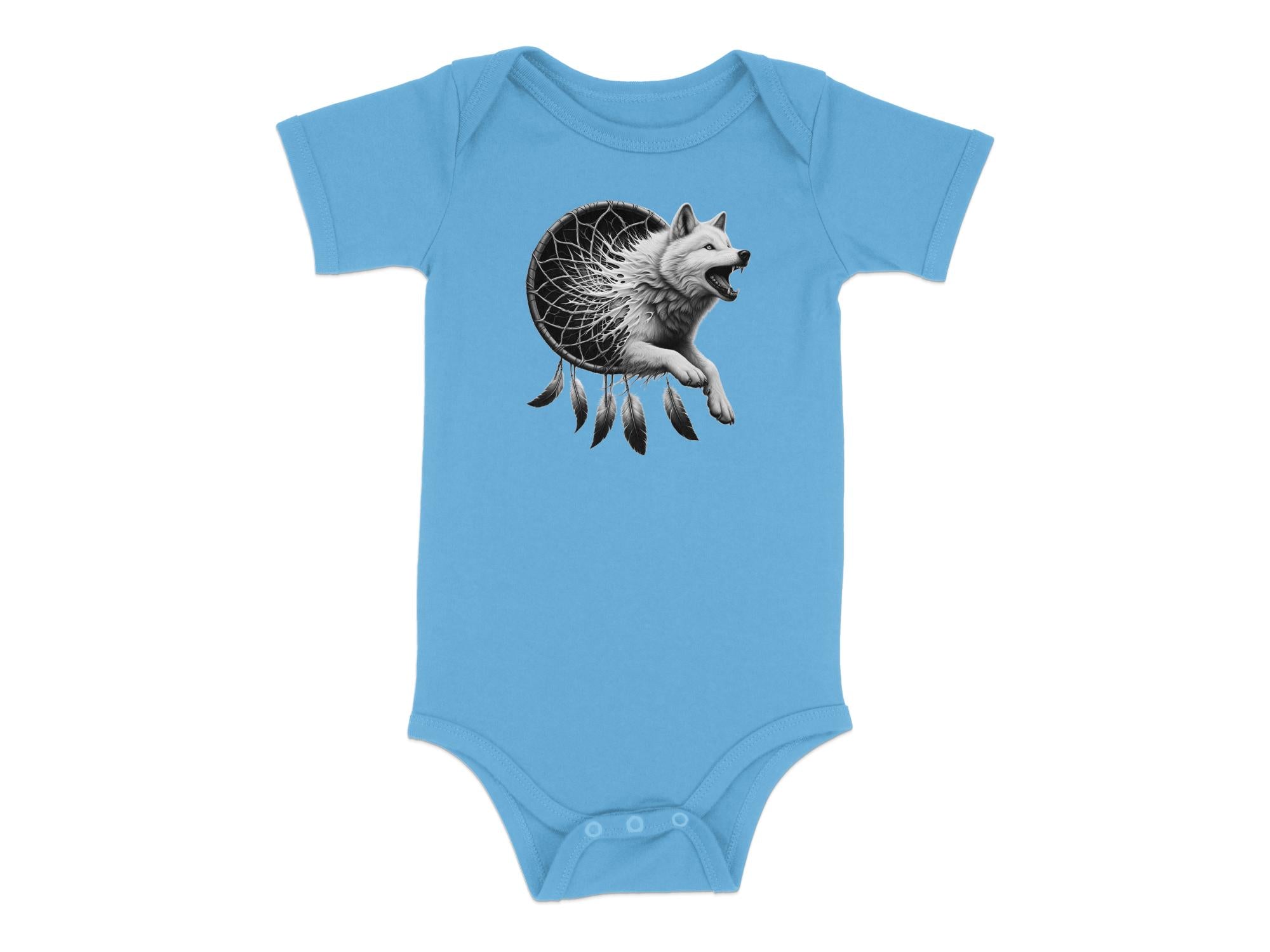 Dreamcatcher Wolf - Coloured Toddler Bodysuit Realistic Native American Talisman Unisex Mythology Tee Graphic Design