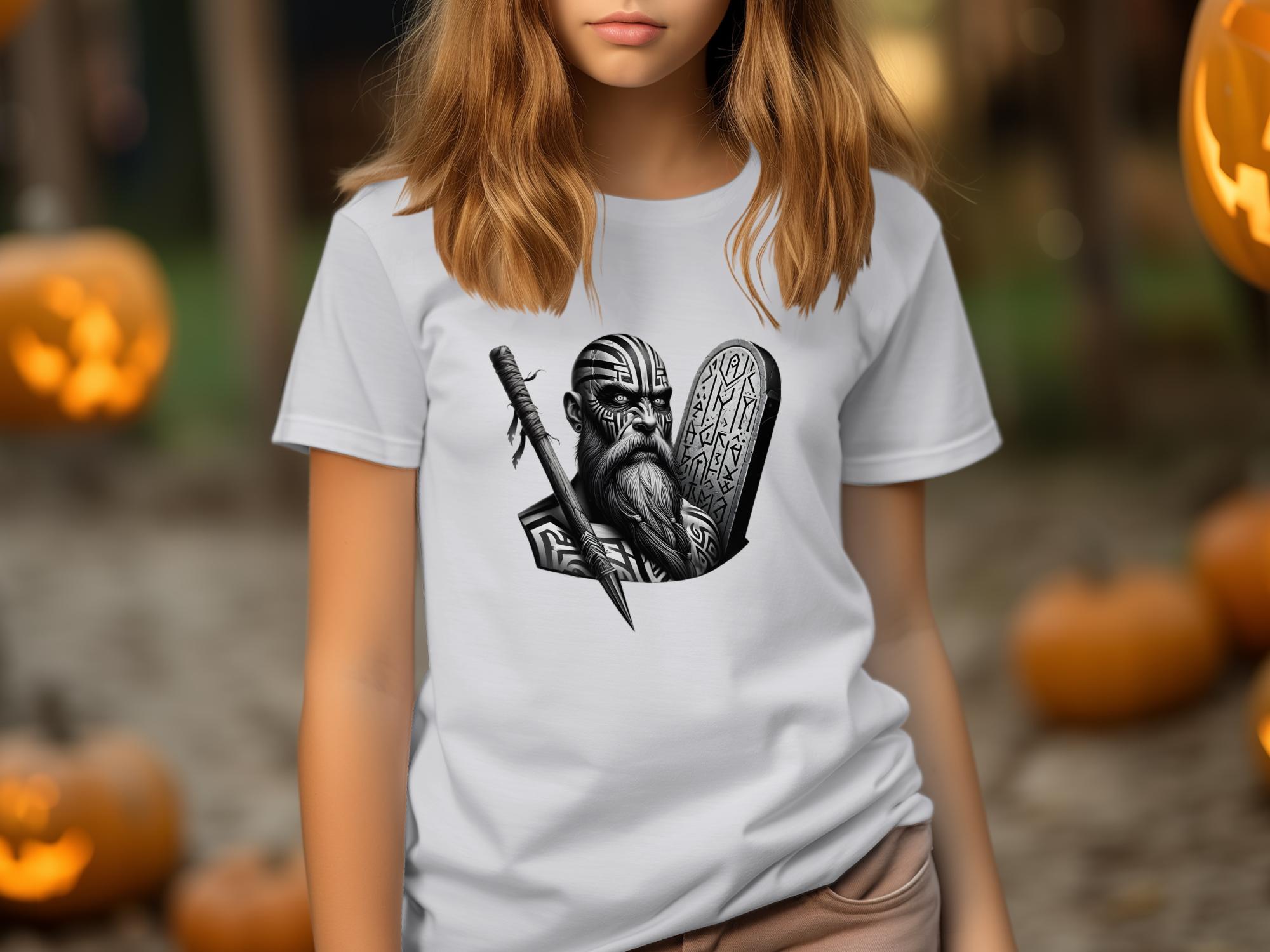 Viking Determination - Coloured Gildan Kids T-Shirt Realistic Norse Talisman Unisex Valhalla Tee Graphic Design