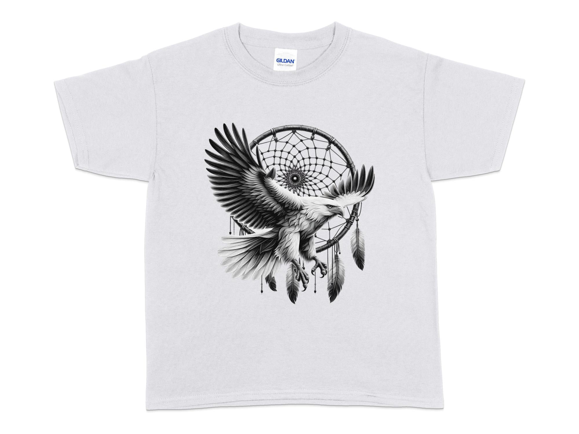 Dreamcatcher Eagle - Coloured Gildan Kids T-Shirt Realistic Native American Talisman Unisex Mythology Tee Graphic Design