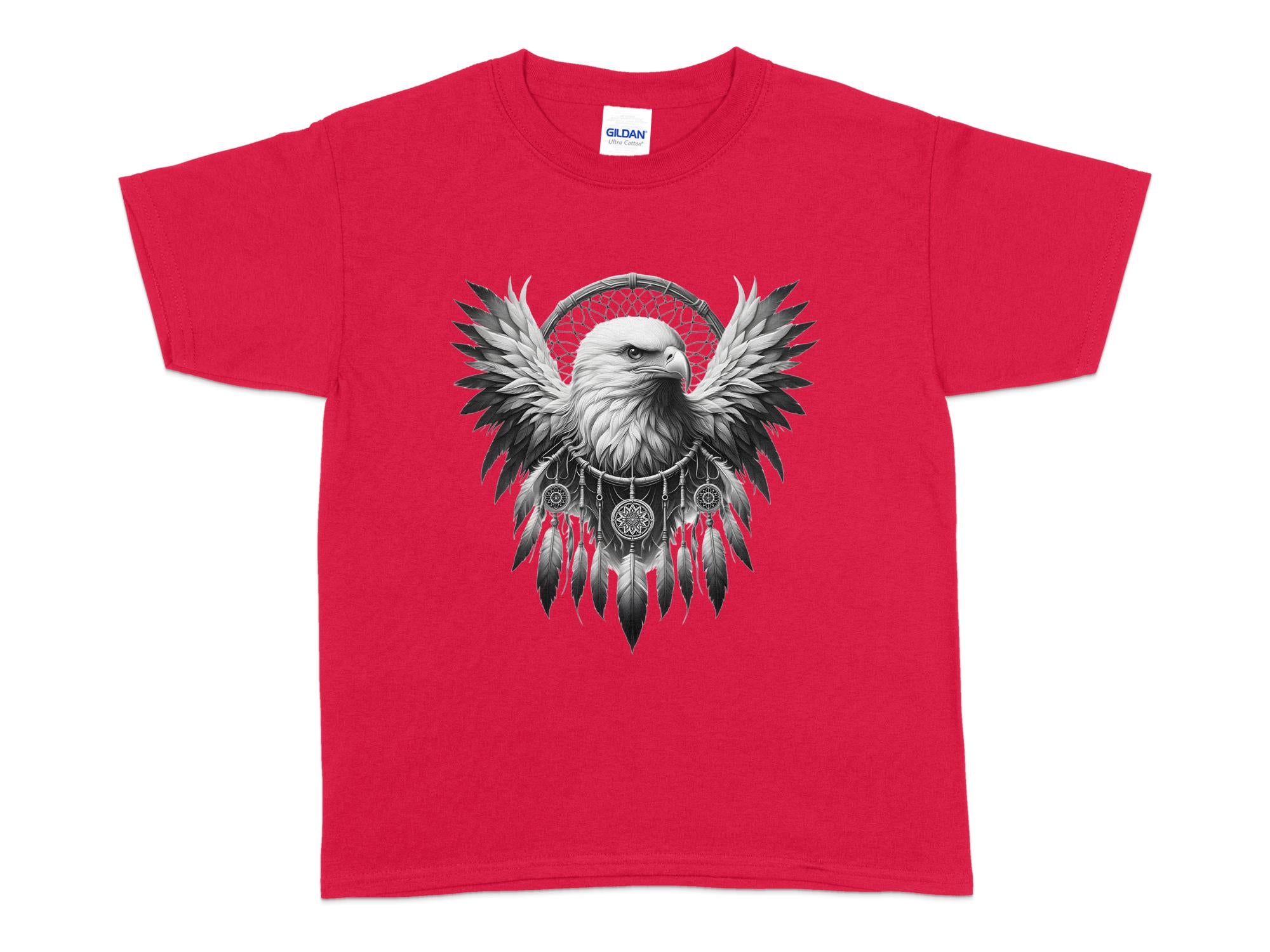 Dreamcatcher Eagle - Coloured Gildan Kids T-Shirt Realistic Native American Talisman Unisex Mythology Tee Graphic Design