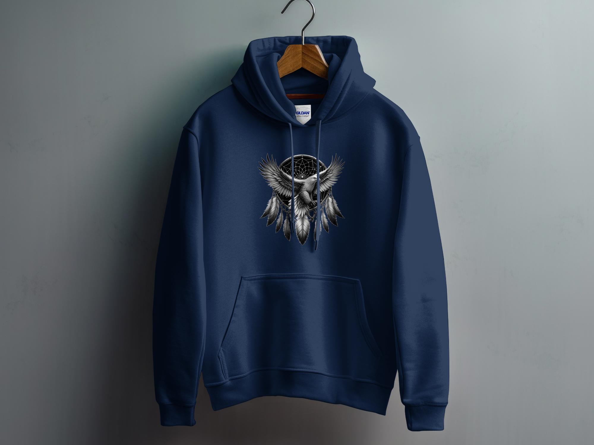 Dreamcatcher Eagle - Coloured Gildan Hoodie Realistic Native American Talisman Unisex Mythology Tee Graphic Design