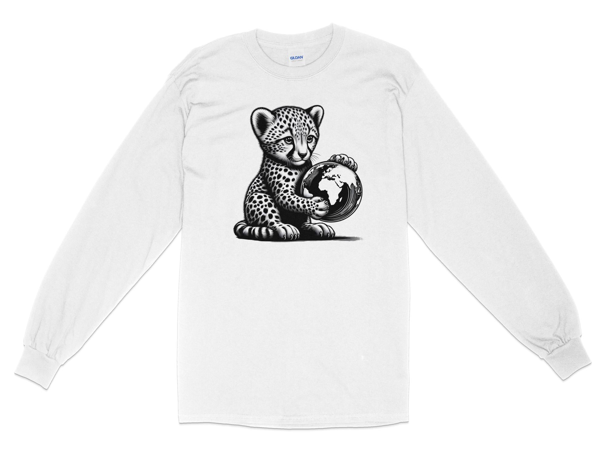 Cheetah World - Coloured Gildan Long Sleeve Realistic Animal Talisman Unisex Cute Tee Graphic Design