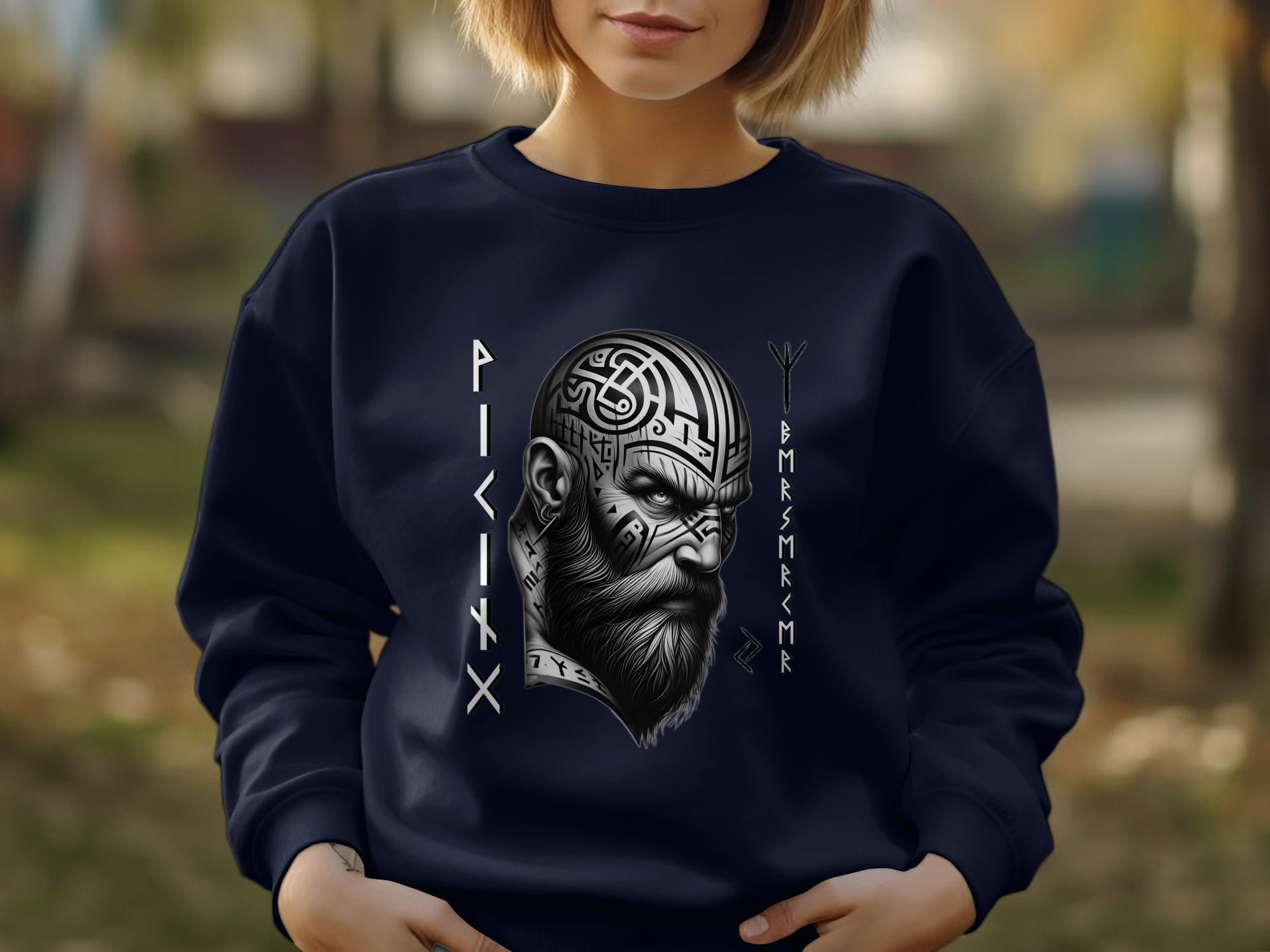 Viking Focus - Coloured Gildan Sweatshirt Realistic Norse Talisman Men Women Unisex Valhalla Tee Graphic Design