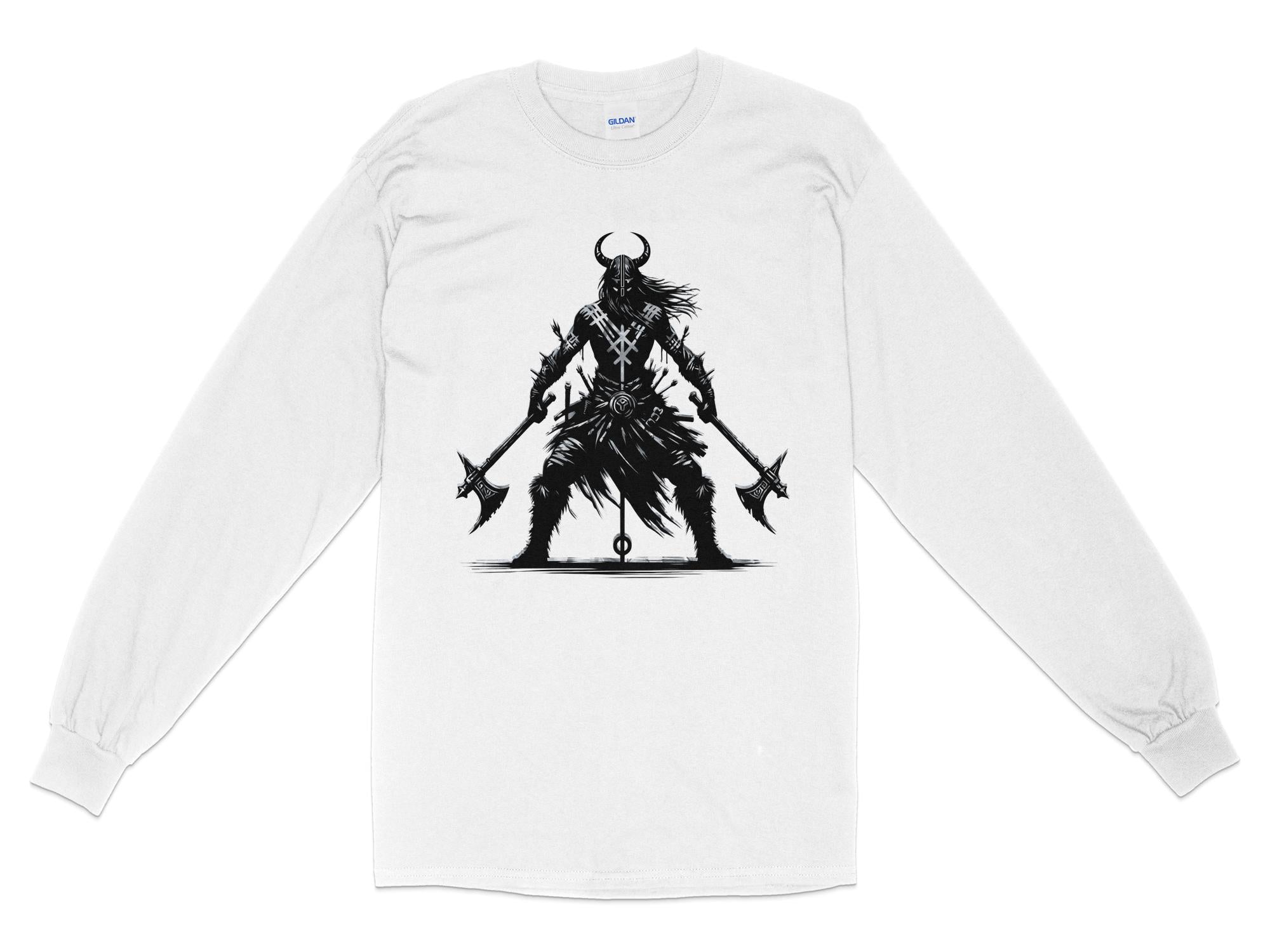 Viking Indomitable - Coloured Gildan Long Sleeve Norse Talisman Men Women Unisex Valhalla Tee