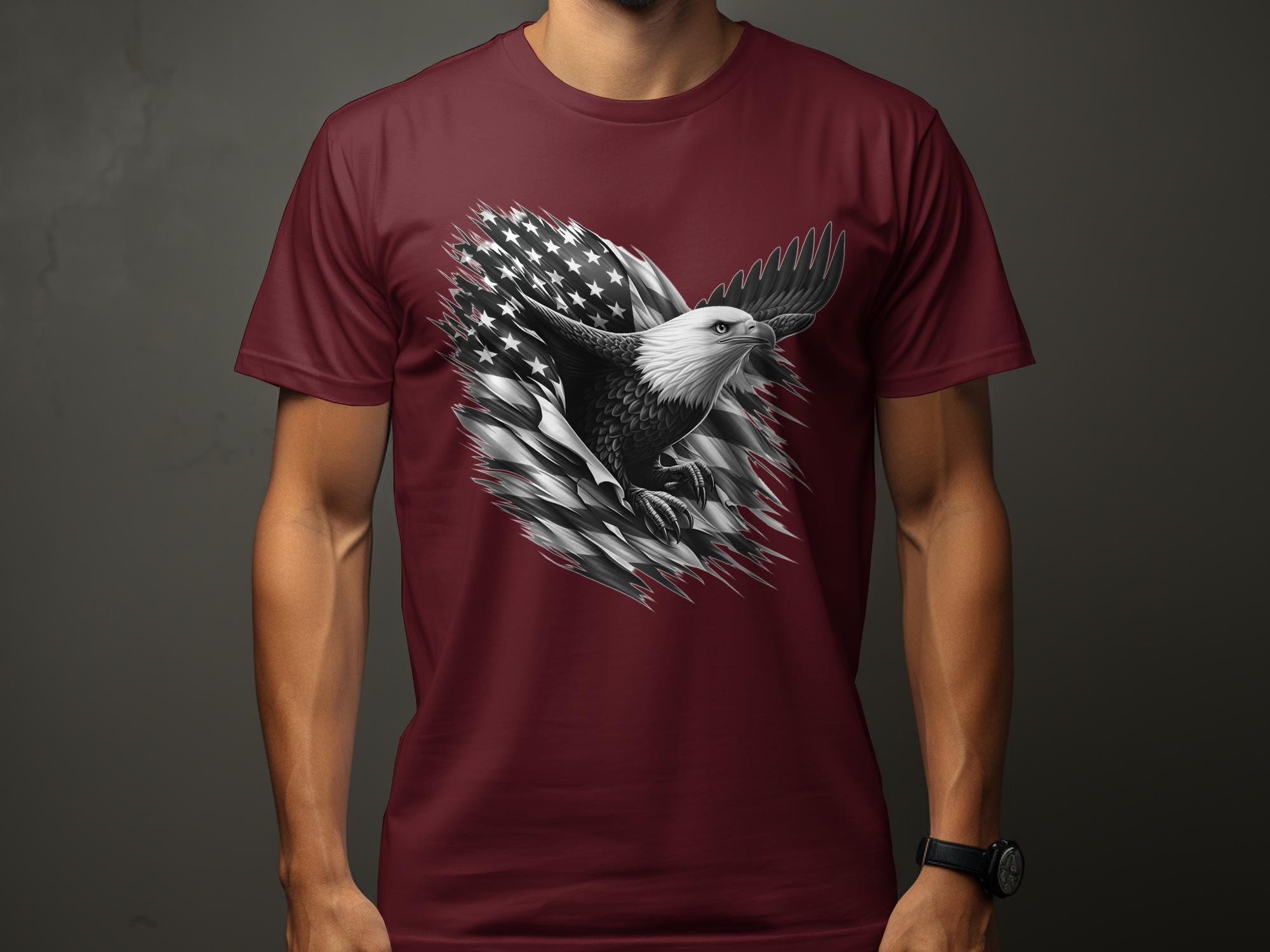 Eagle Patriot - Coloured Gildan T-Shirt Realistic Animal Talisman Unisex Tee Graphic Design