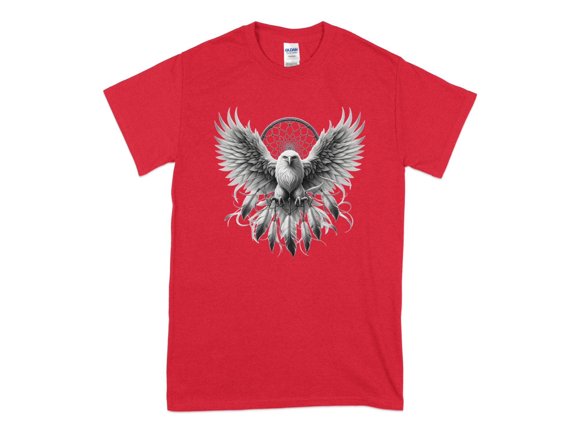 Dreamcatcher Eagle - Coloured Gildan T-Shirt Realistic Native American Talisman Unisex Mythology Tee Graphic Design