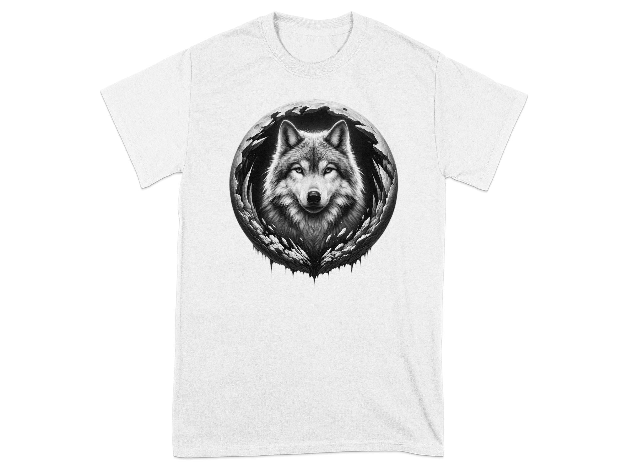 Moon Wolf - Coloured Gildan T-Shirt Realistic Animal Talisman Unisex Mythology Tee Graphic Design