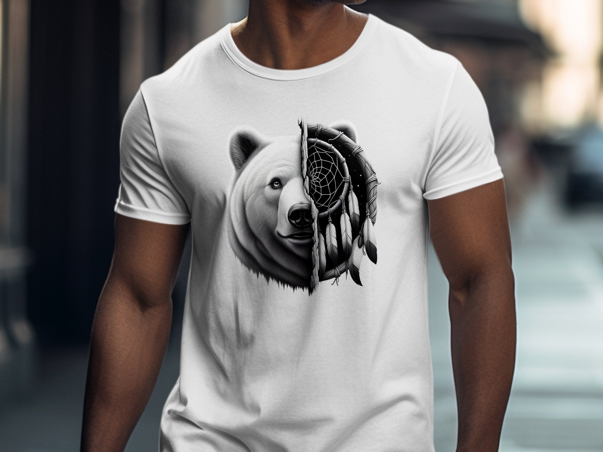 Dreamcatcher Bear - Coloured Gildan T-Shirt Realistic Native American Talisman Unisex Mythology Tee Graphic Design